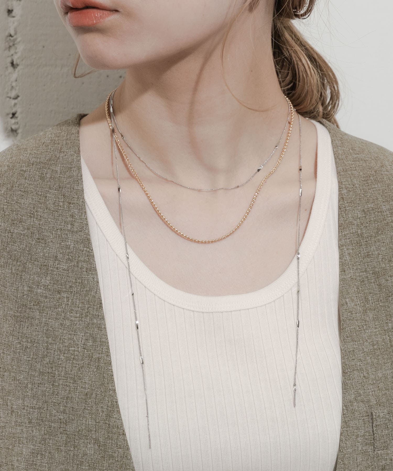 コンビメッキ2セットネックレス GLD/SLV -
