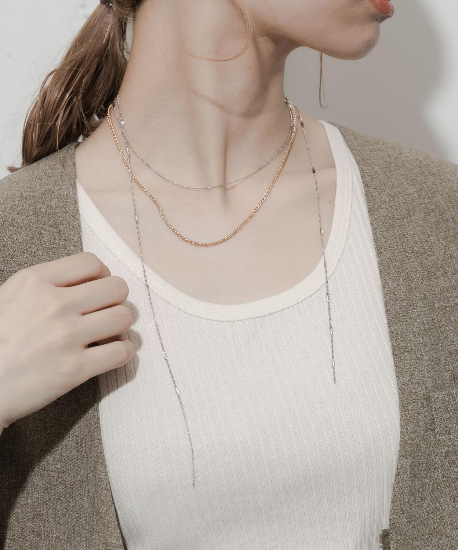 コンビメッキ2セットネックレス GLD/SLV -