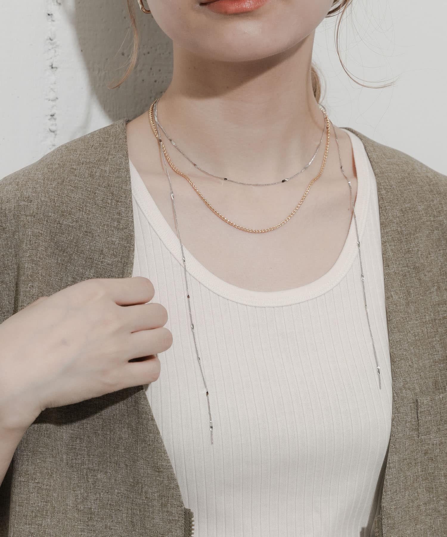 コンビメッキ2セットネックレス GLD/SLV -