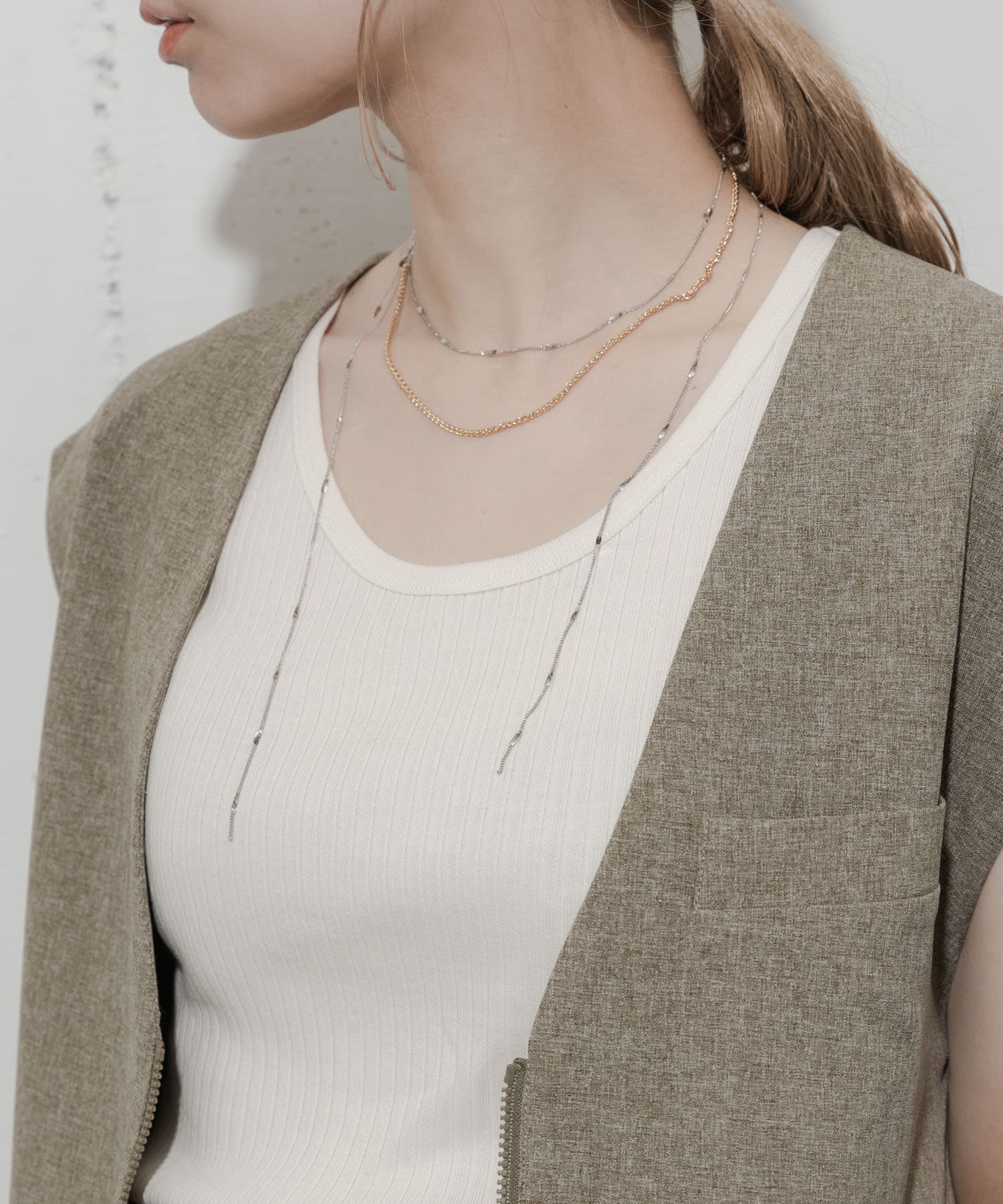 コンビメッキ2セットネックレス GLD/SLV -