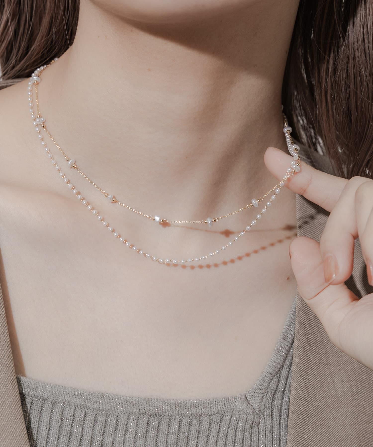 パール2セットネックレス GLD/IVO -