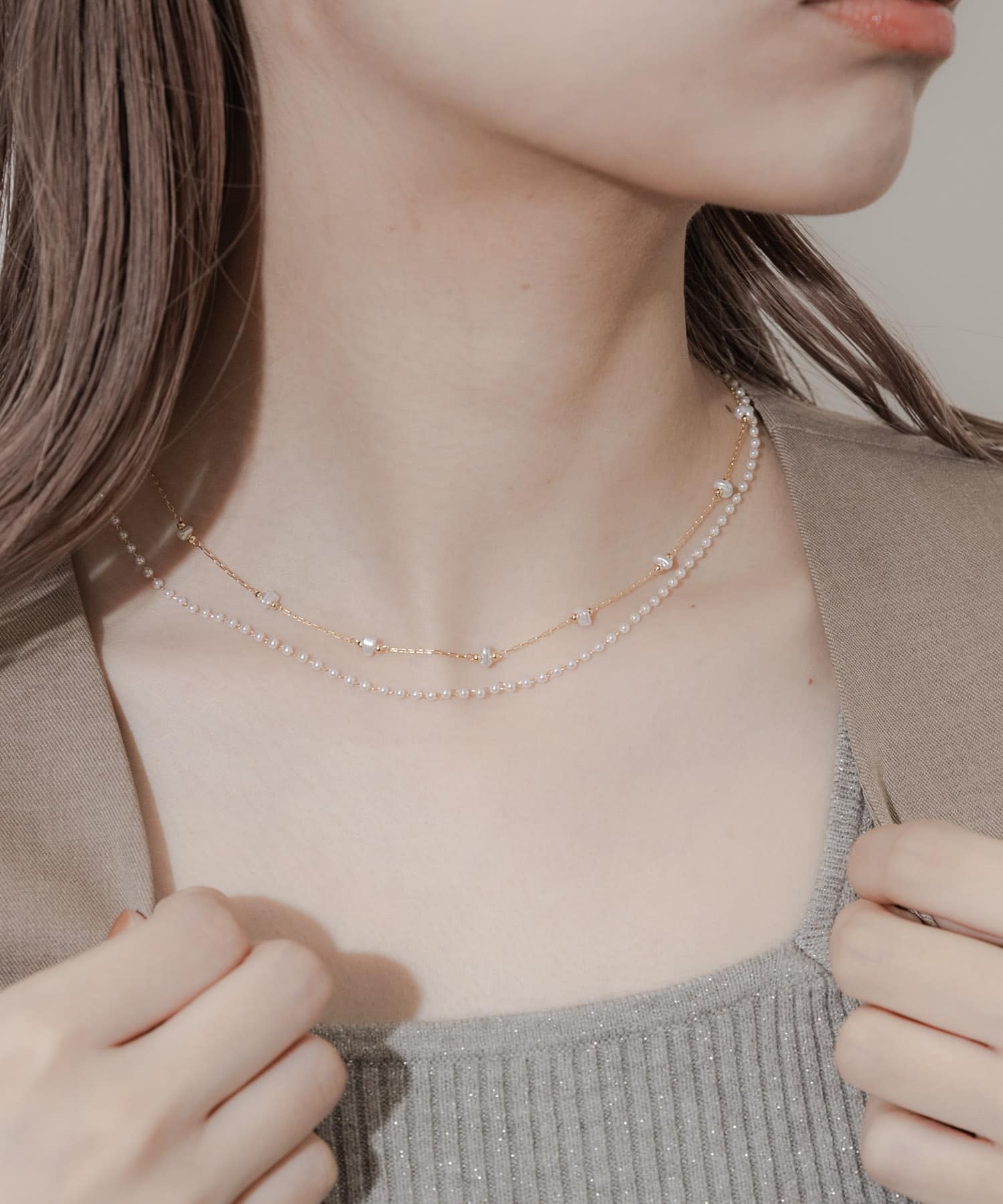 パール2セットネックレス GLD/IVO -