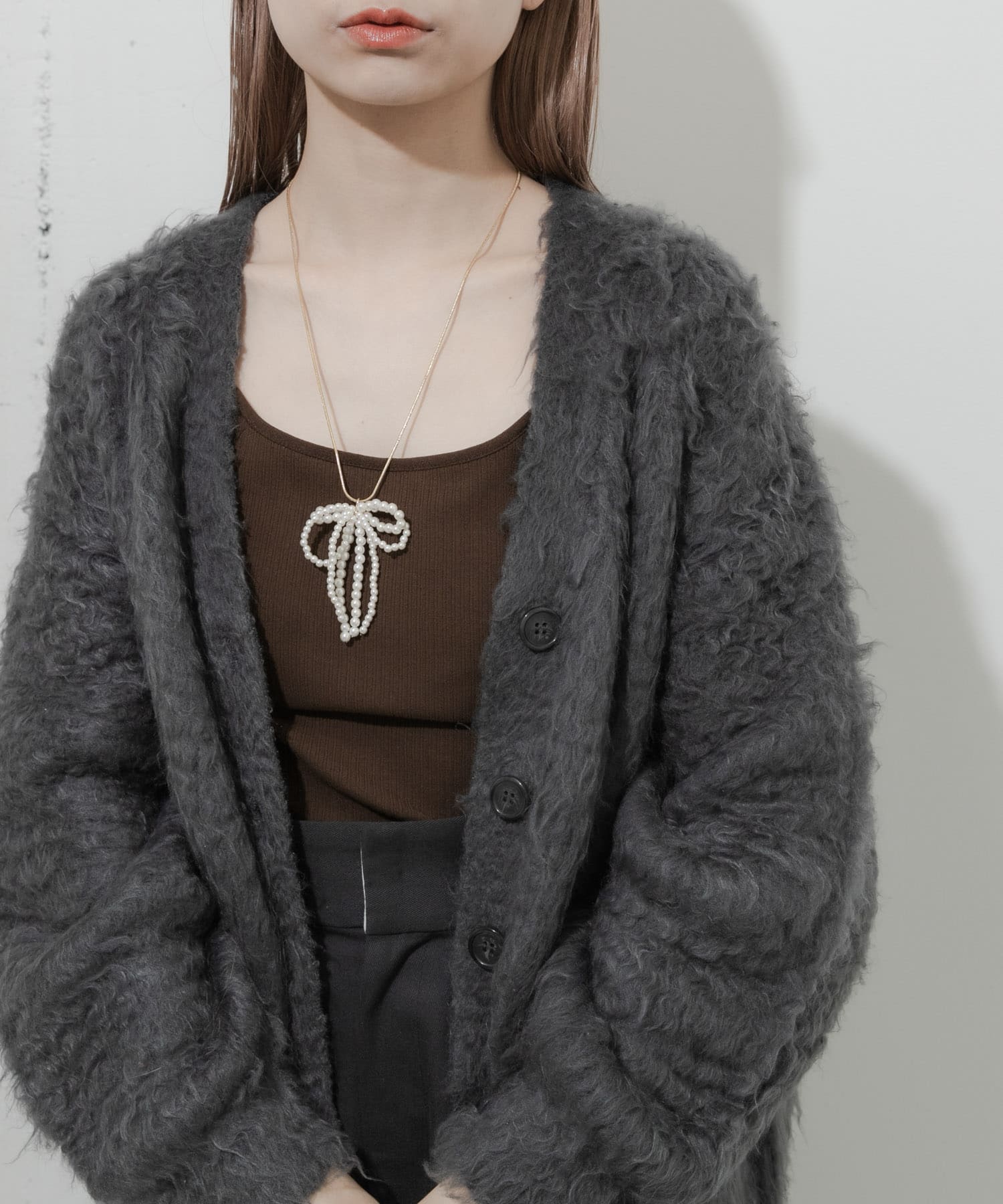ボリュームパールトップスライドネックレス GLD/IVO -