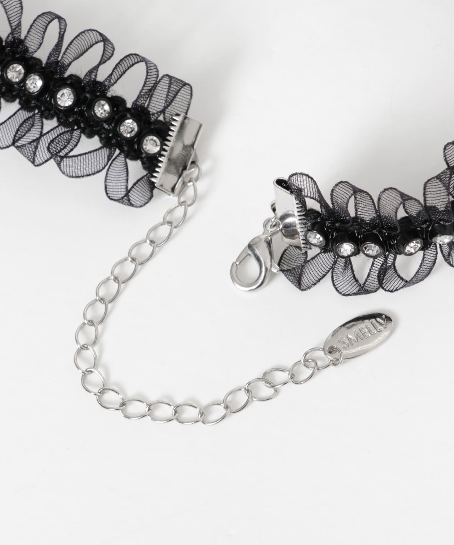 ビジューレースチョーカーネックレス BLK -