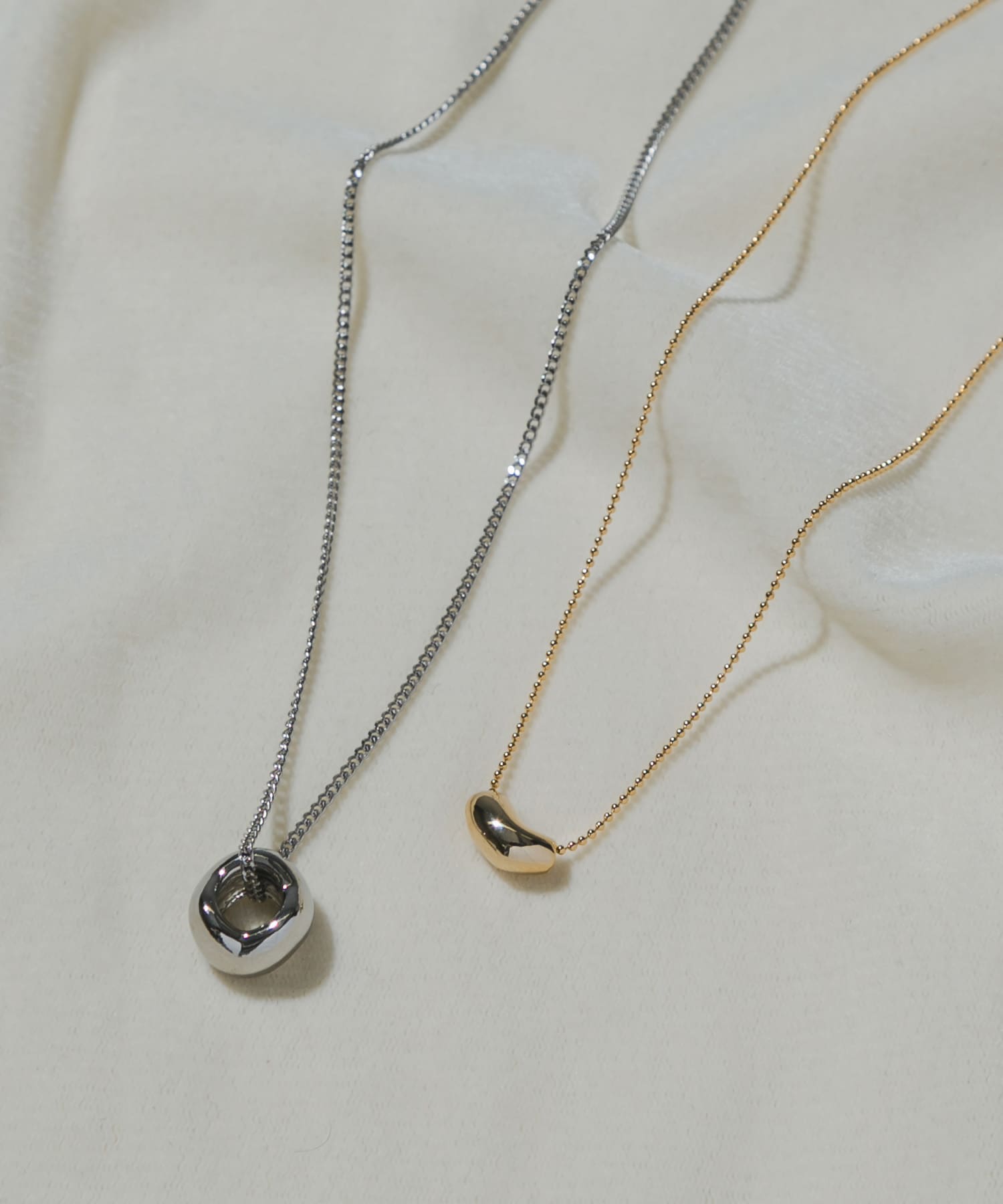 トップ2セットネックレス SLV/GLD -