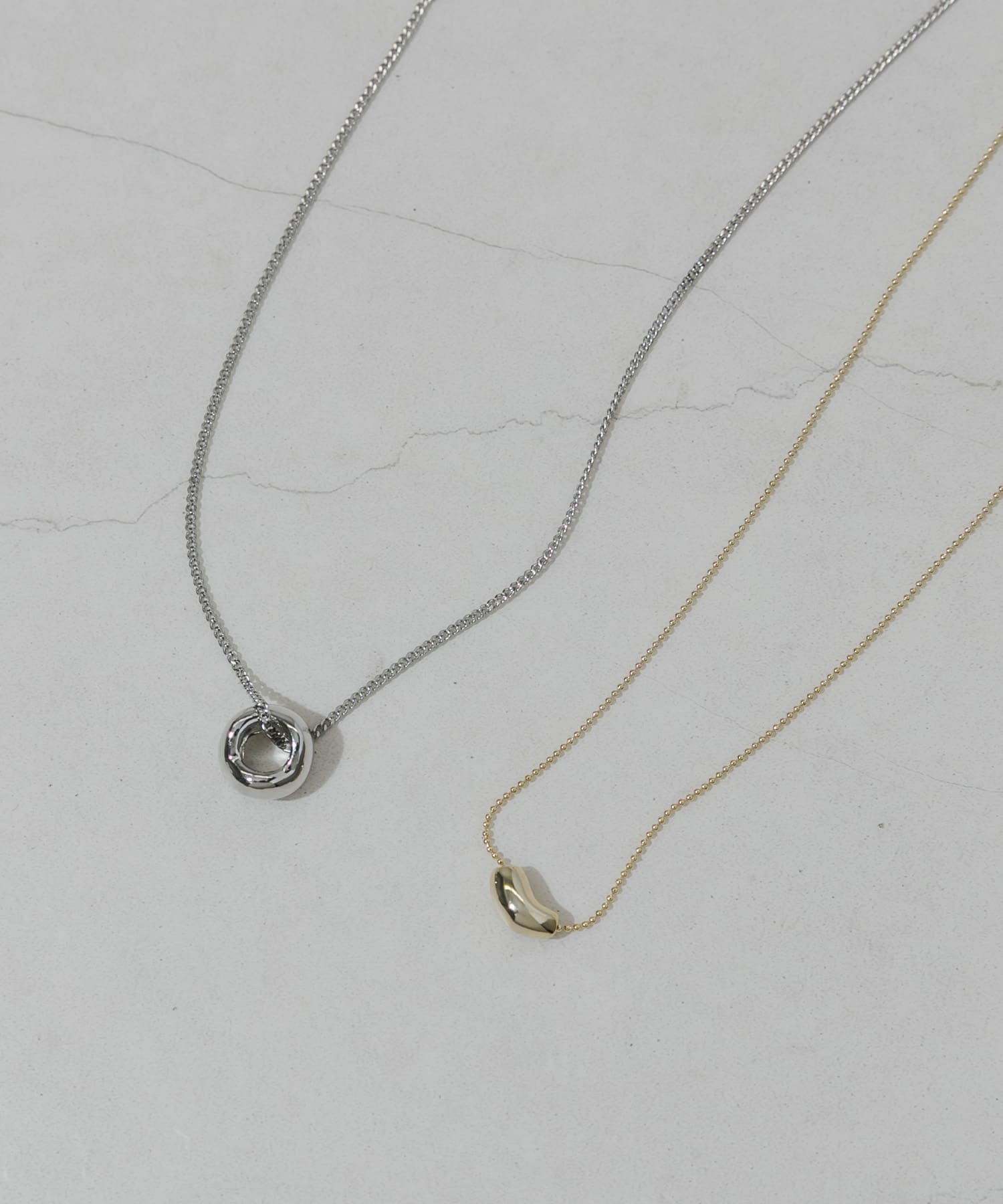 トップ2セットネックレス SLV/GLD -