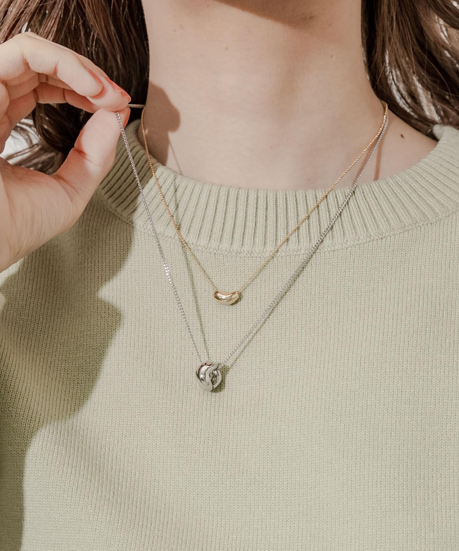 トップ2セットネックレス SLV/GLD -