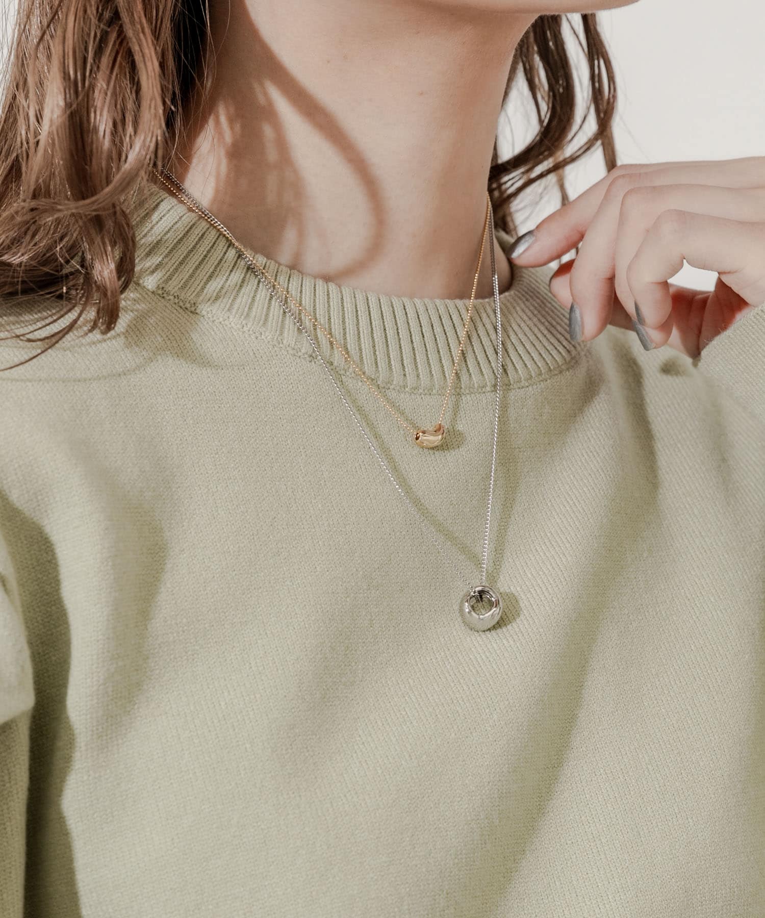 トップ2セットネックレス SLV/GLD -