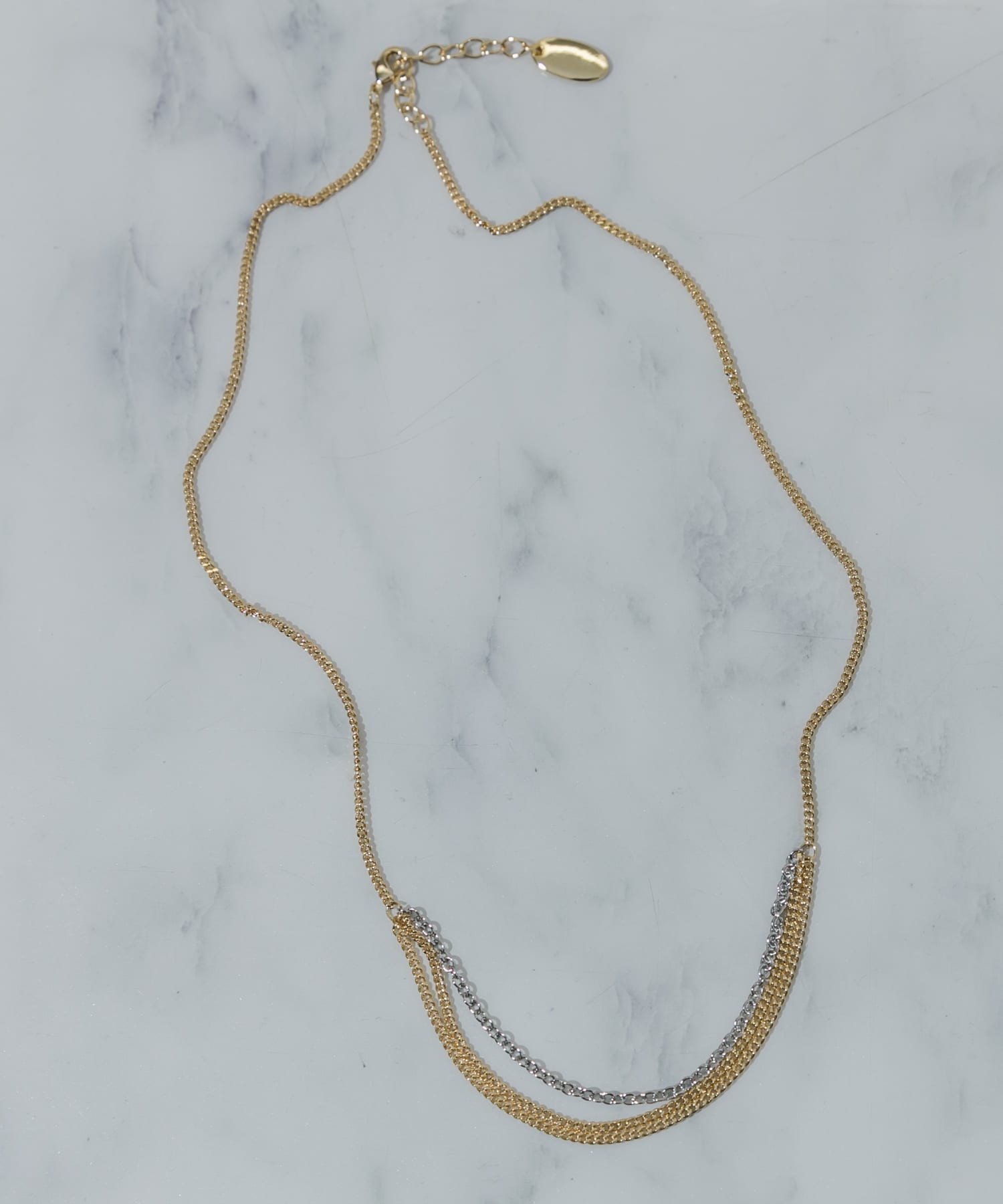 コンビチェーンネックレス GLD/SLV -