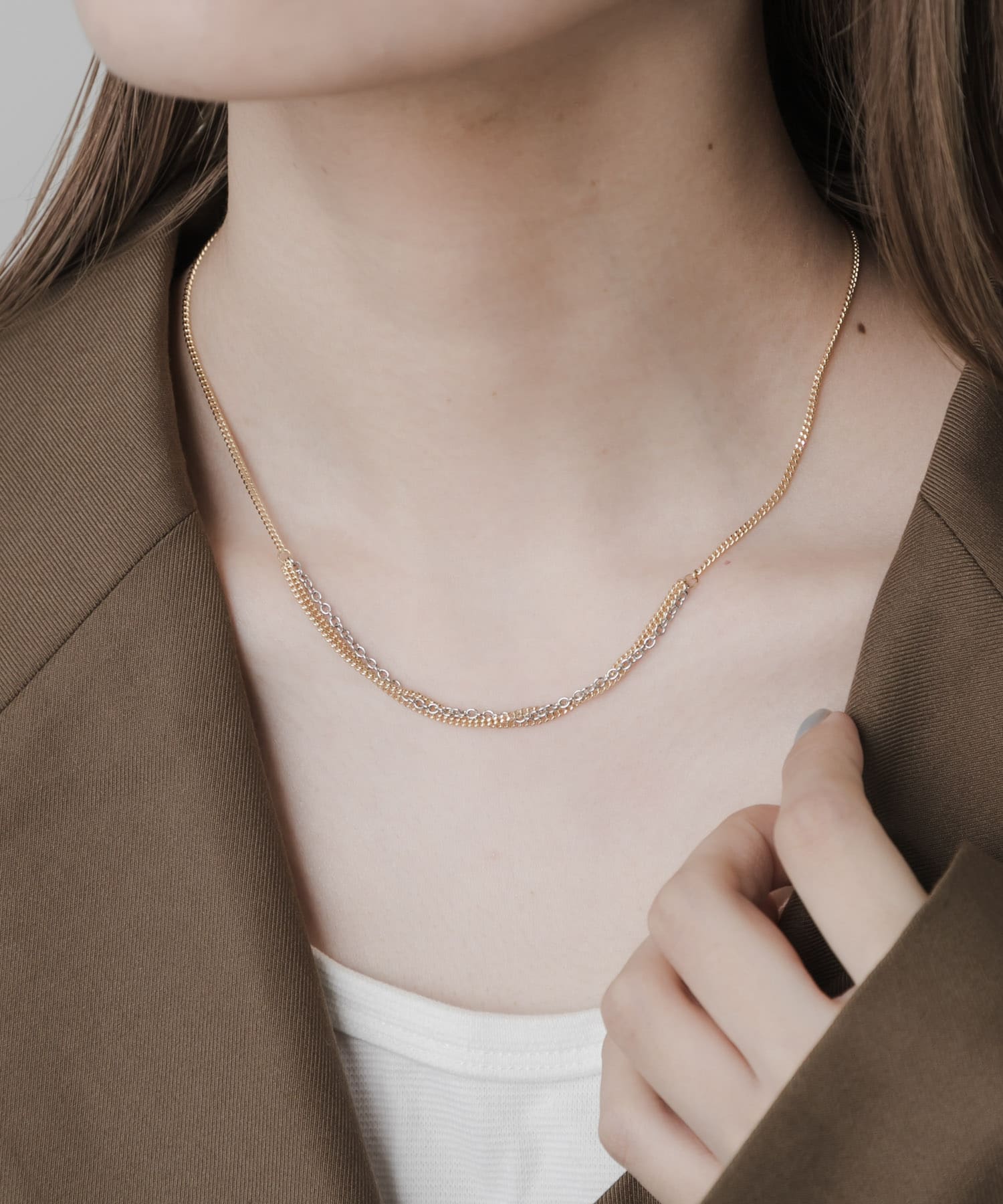 コンビチェーンネックレス GLD/SLV -