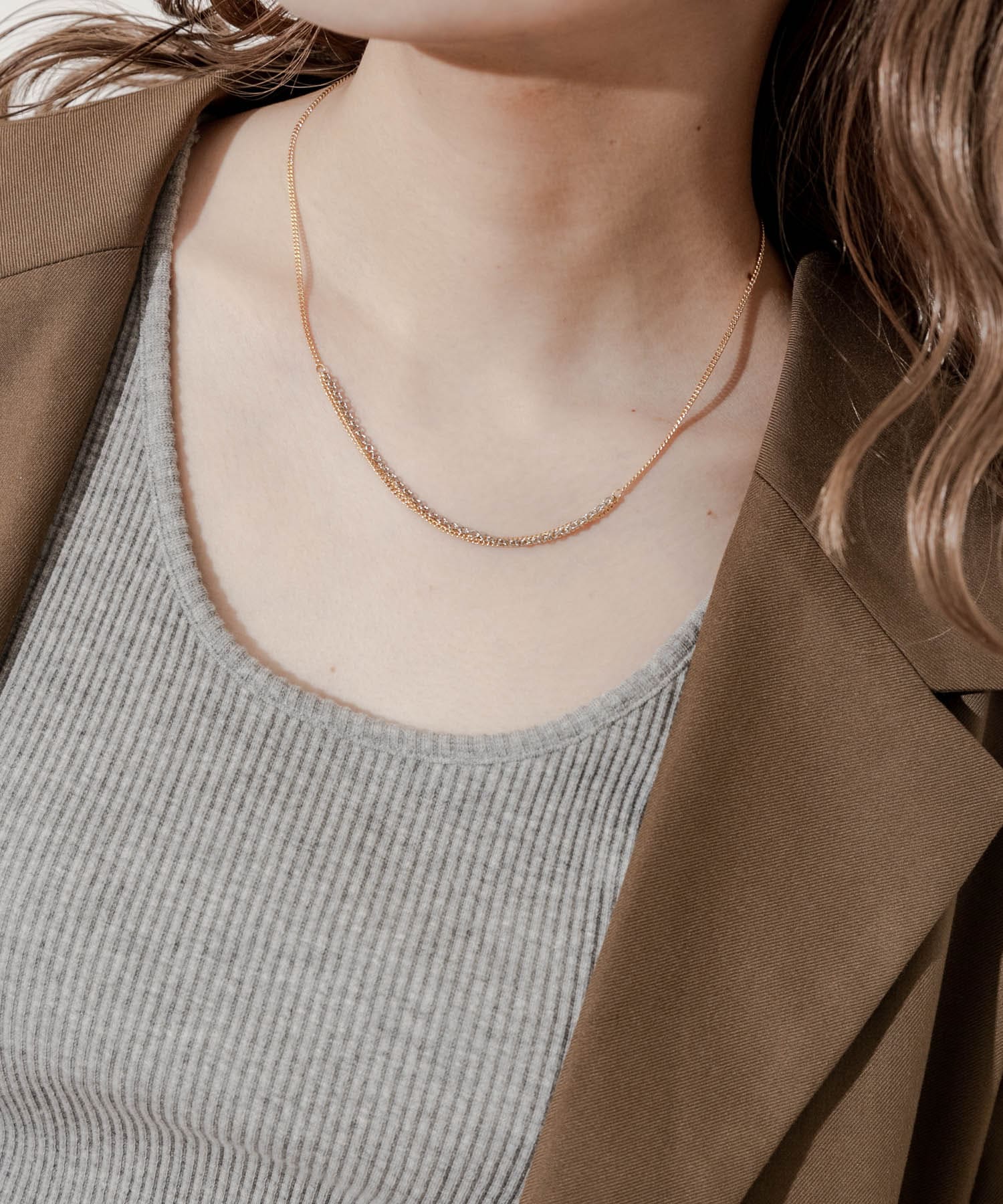 コンビチェーンネックレス GLD/SLV -