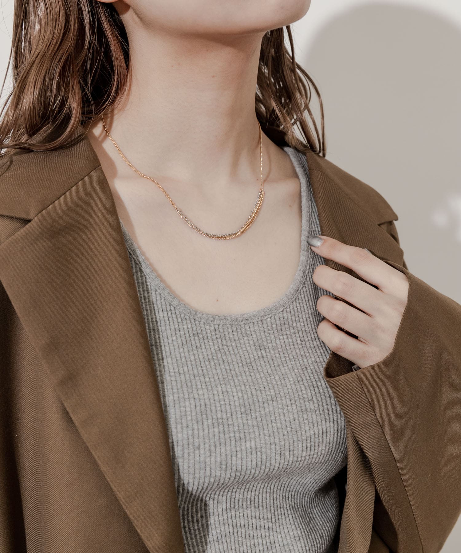 コンビチェーンネックレス GLD/SLV -