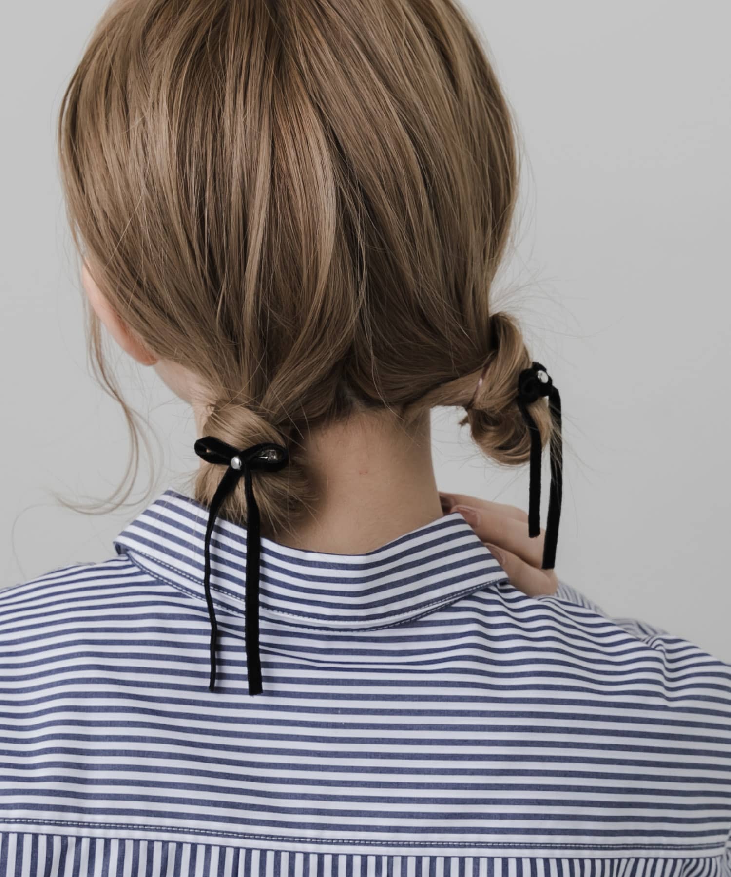 ベロアリボン2セットヘアピン BLK -