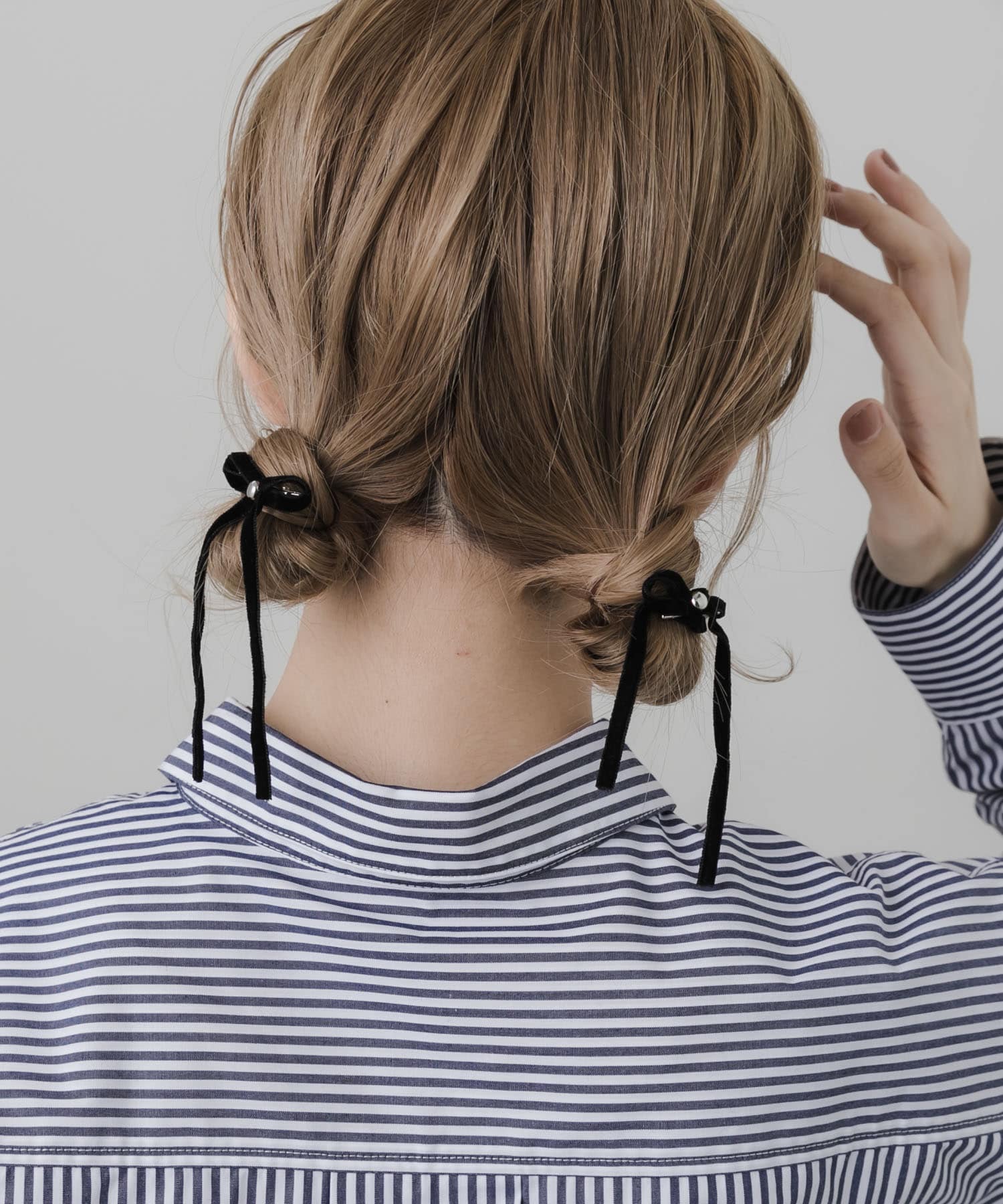 ベロアリボン2セットヘアピン BLK -