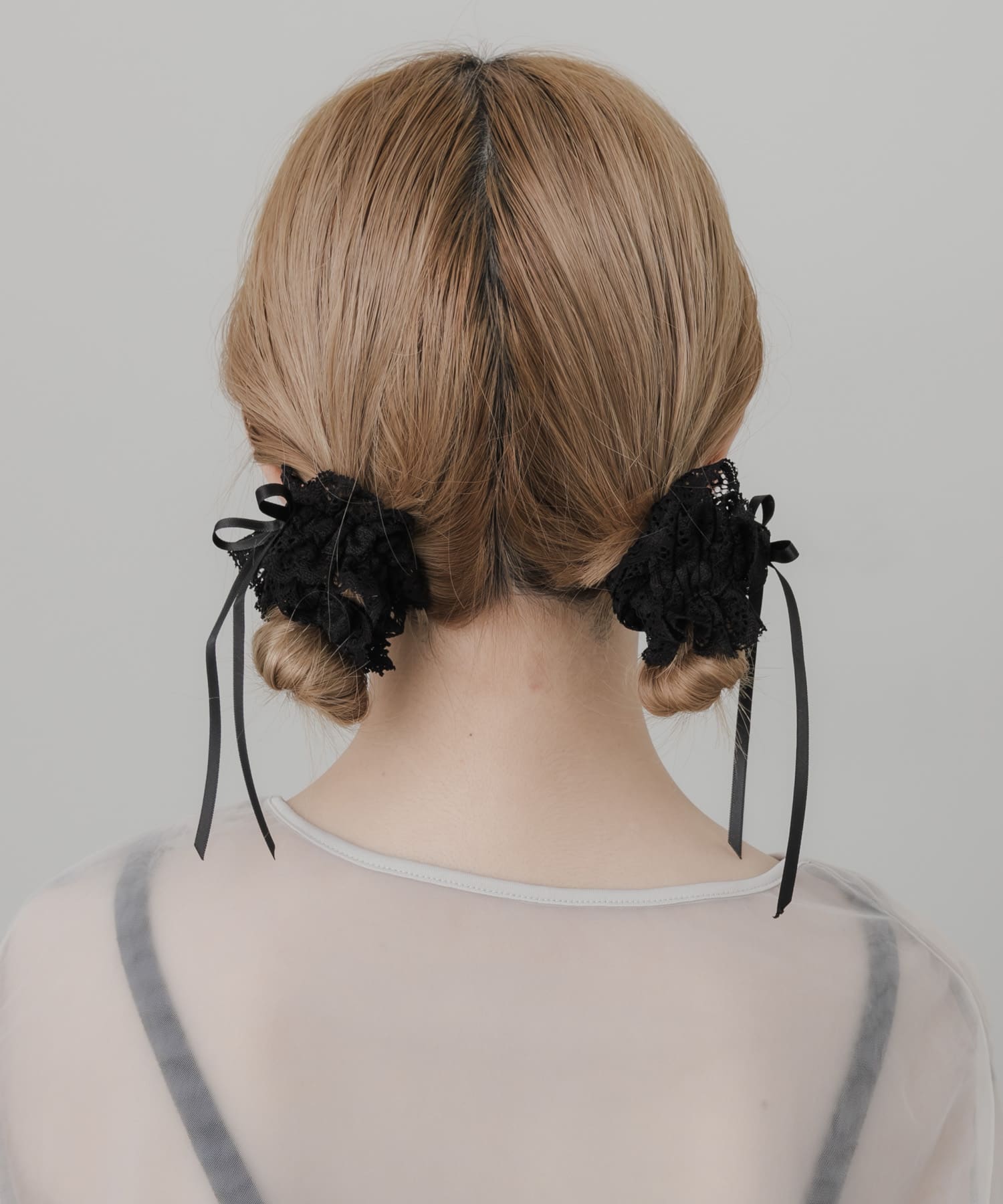 レースリボン2セットシュシュ BLK -