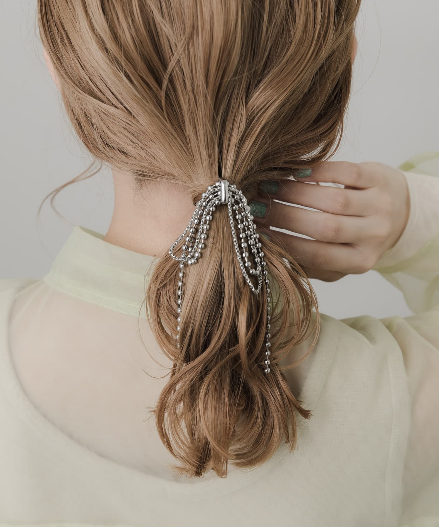メタルボールリボンチェーンヘアカフ SLV -