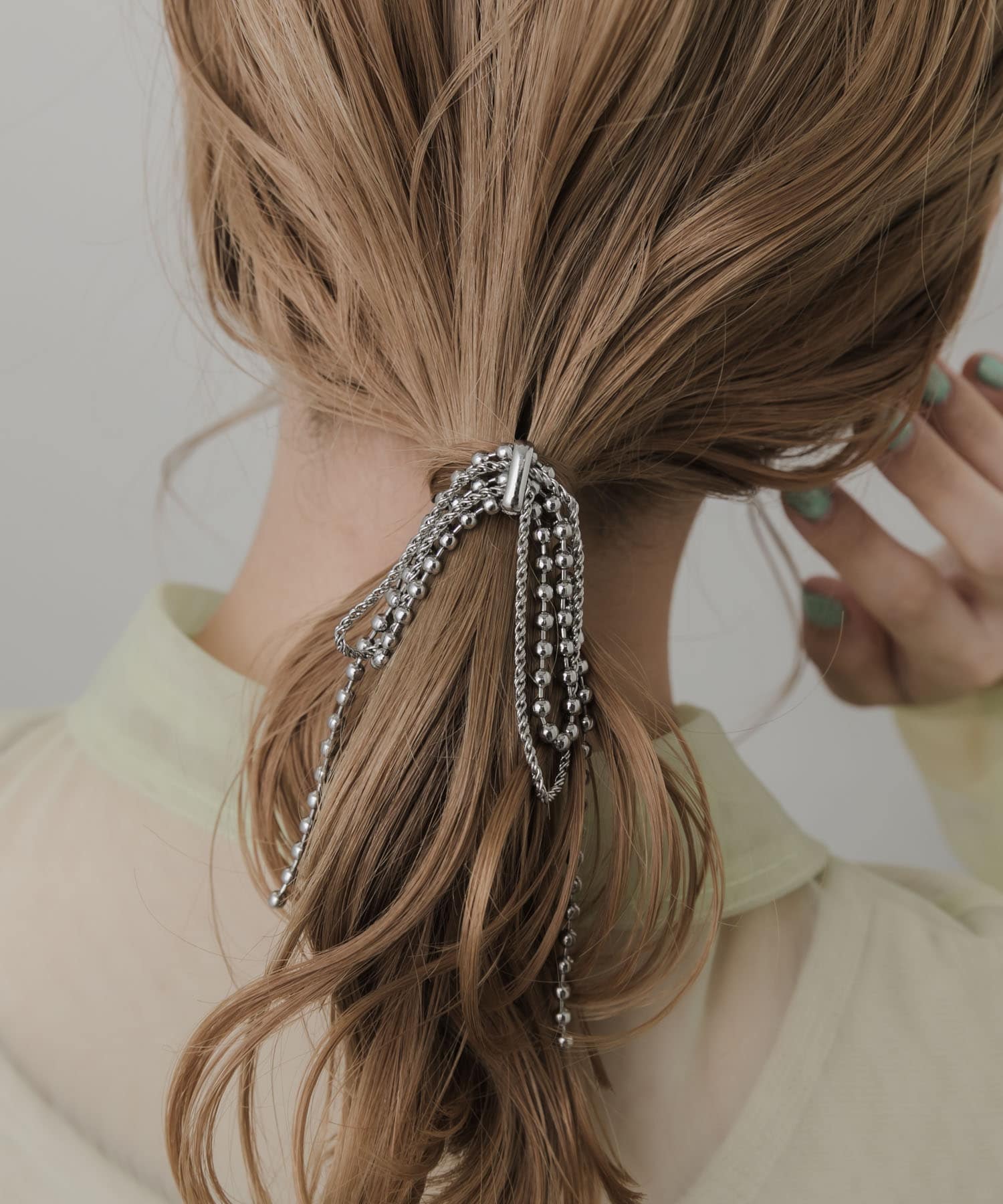 メタルボールリボンチェーンヘアカフ SLV -