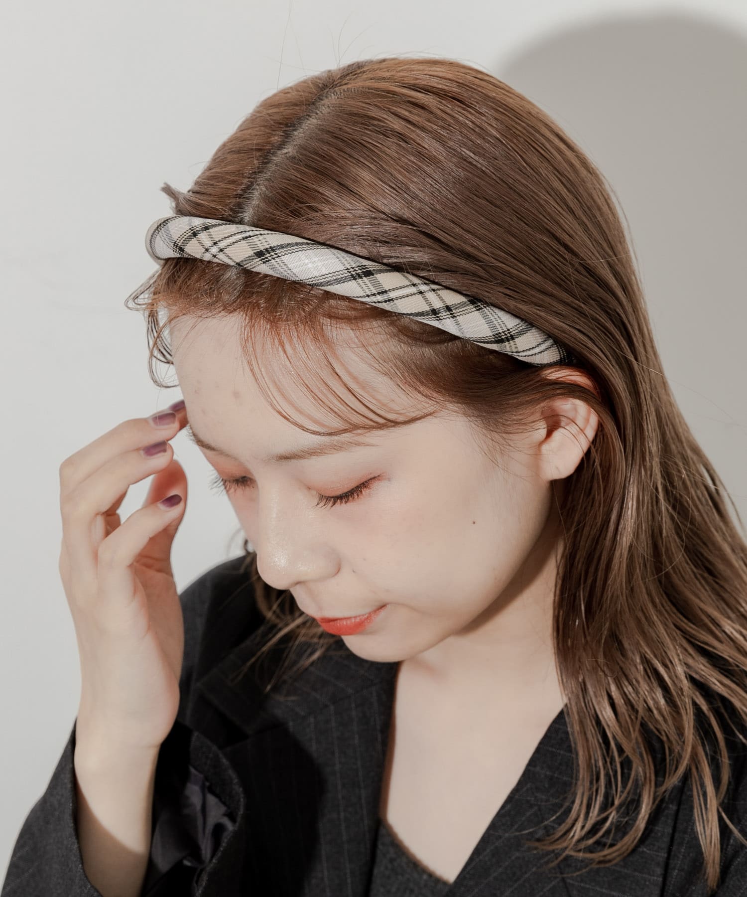 チェックカチューシャ