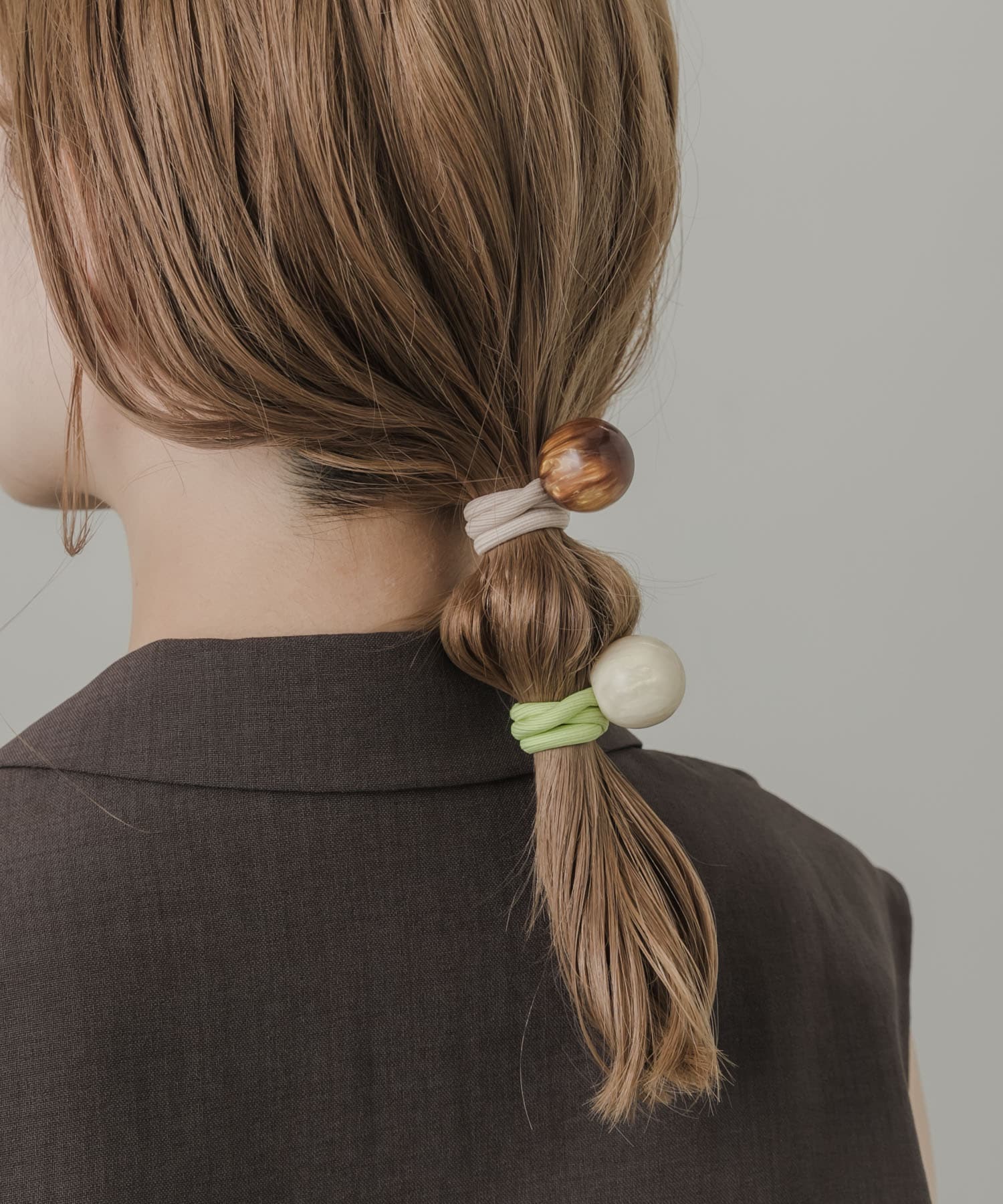 カラフルボール2セットヘアポニー BR/GR -