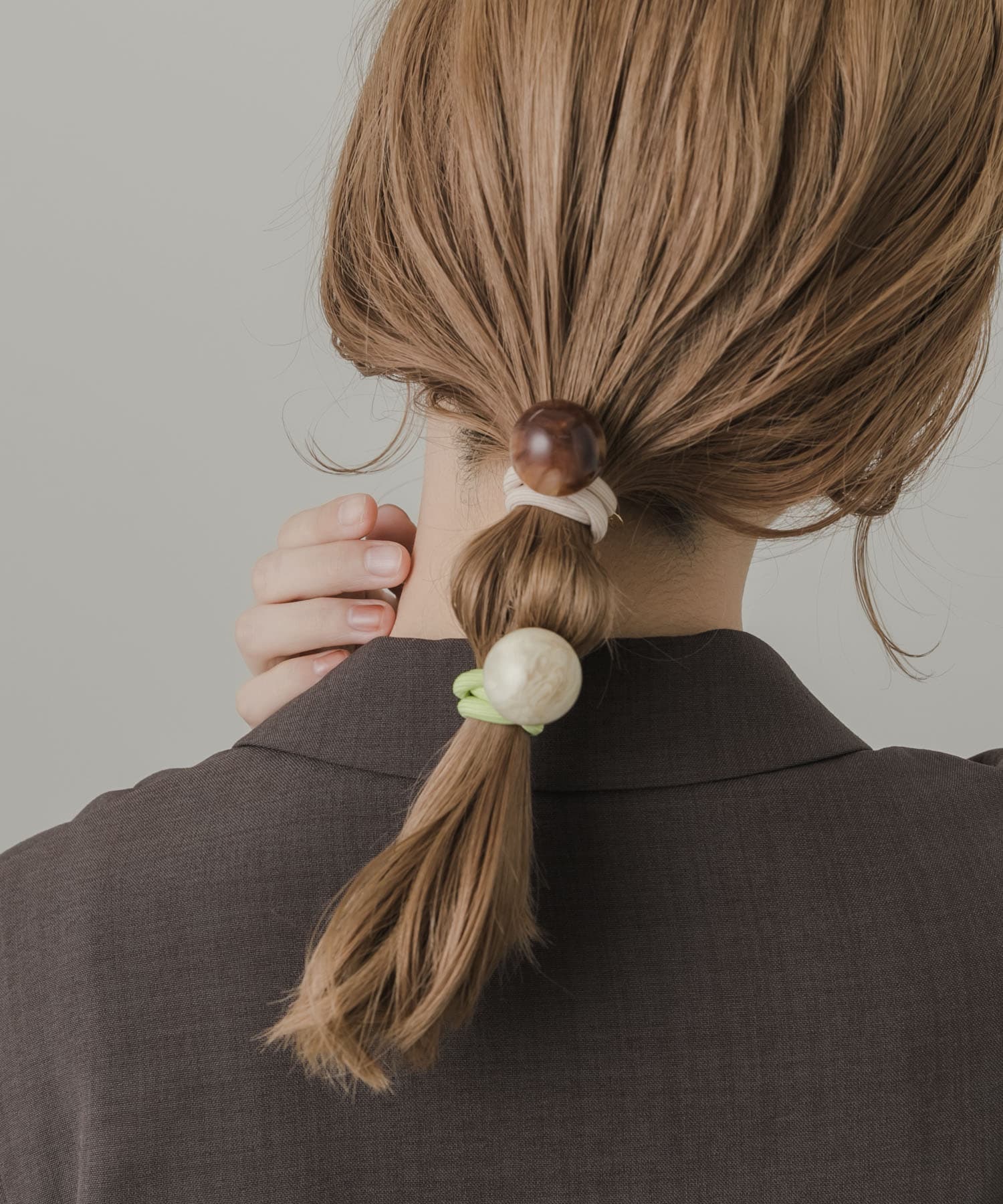 カラフルボール2セットヘアポニー BR/GR -