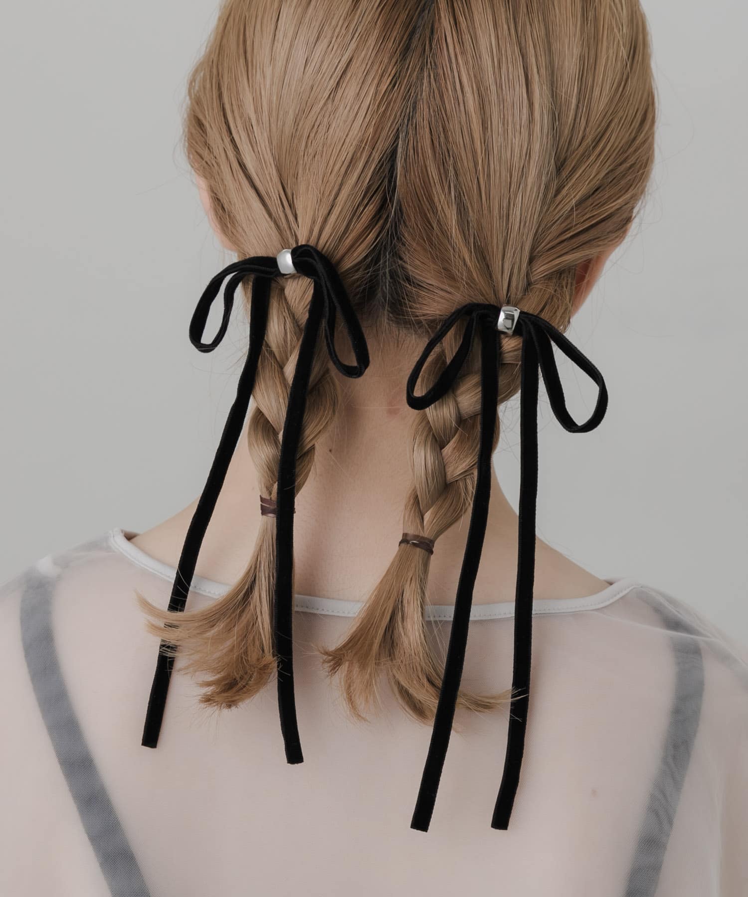 『WEB/一部店舗限定』ベロアリボン2セットヘアカフ BLK -