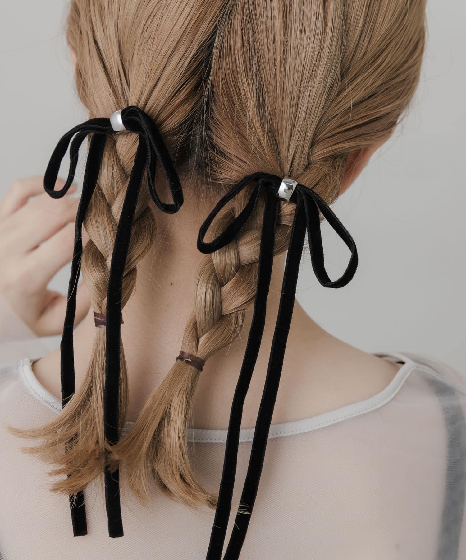『WEB/一部店舗限定』ベロアリボン2セットヘアカフ BLK -