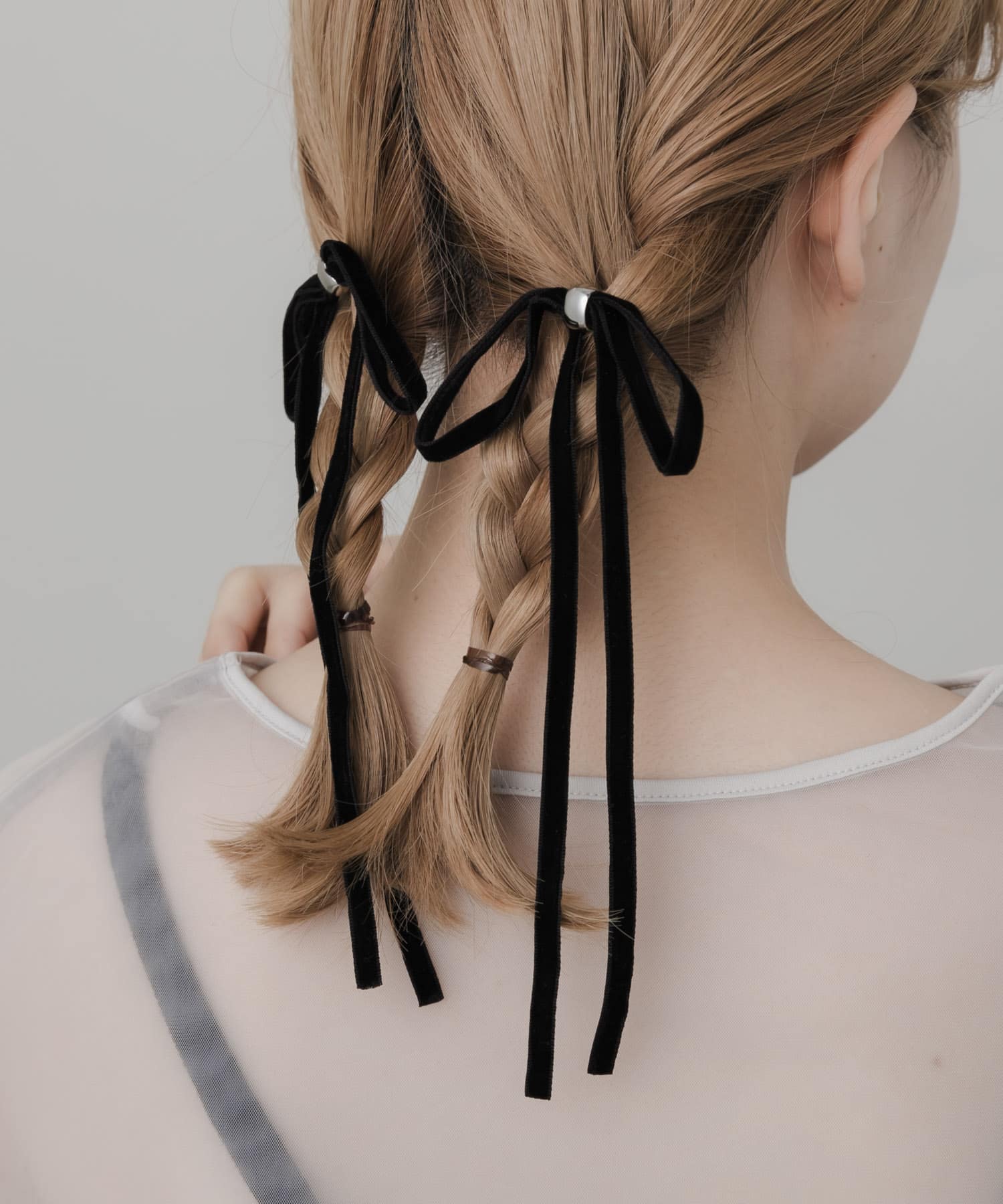 『WEB/一部店舗限定』ベロアリボン2セットヘアカフ BLK -