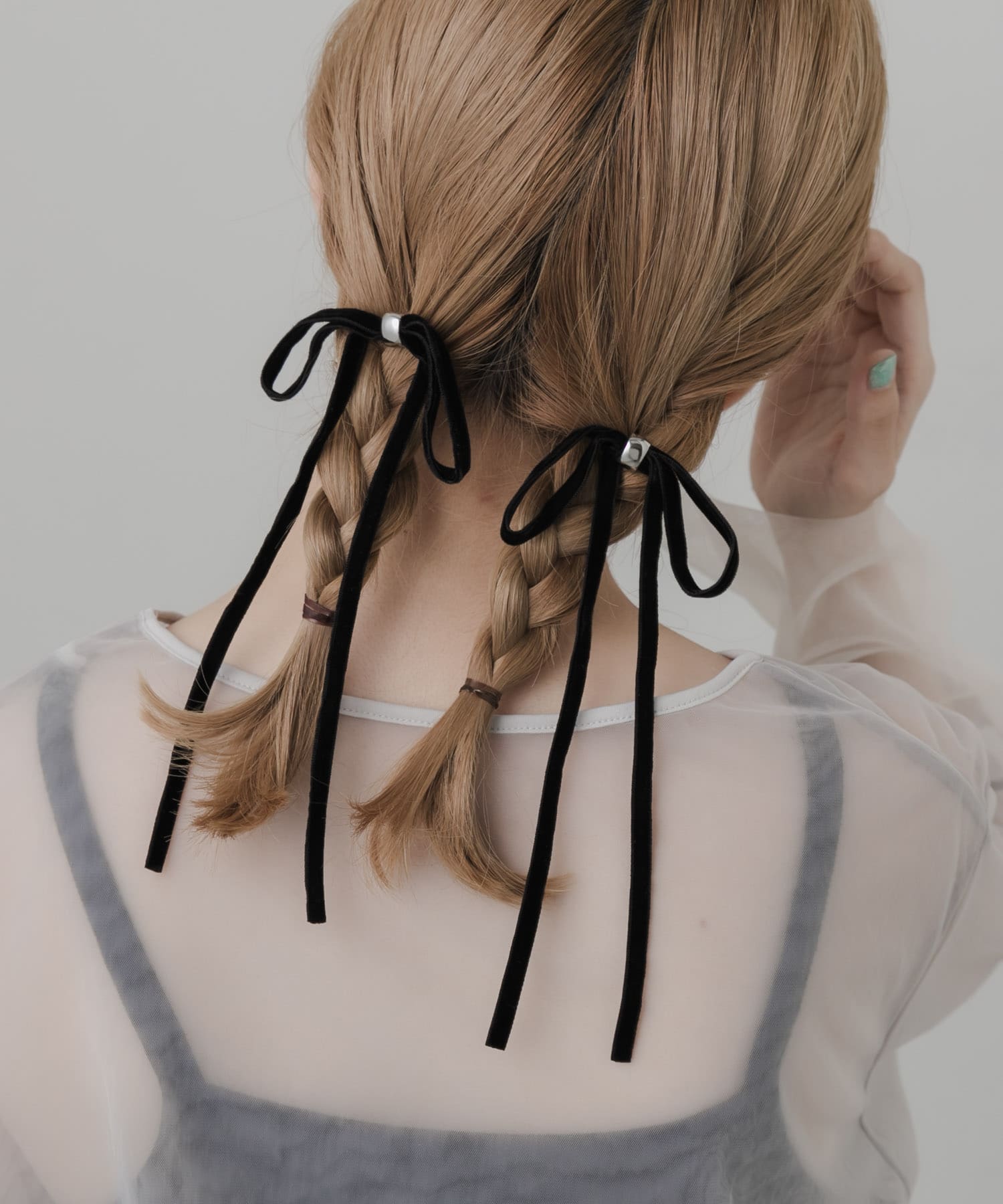 『WEB/一部店舗限定』ベロアリボン2セットヘアカフ BLK -