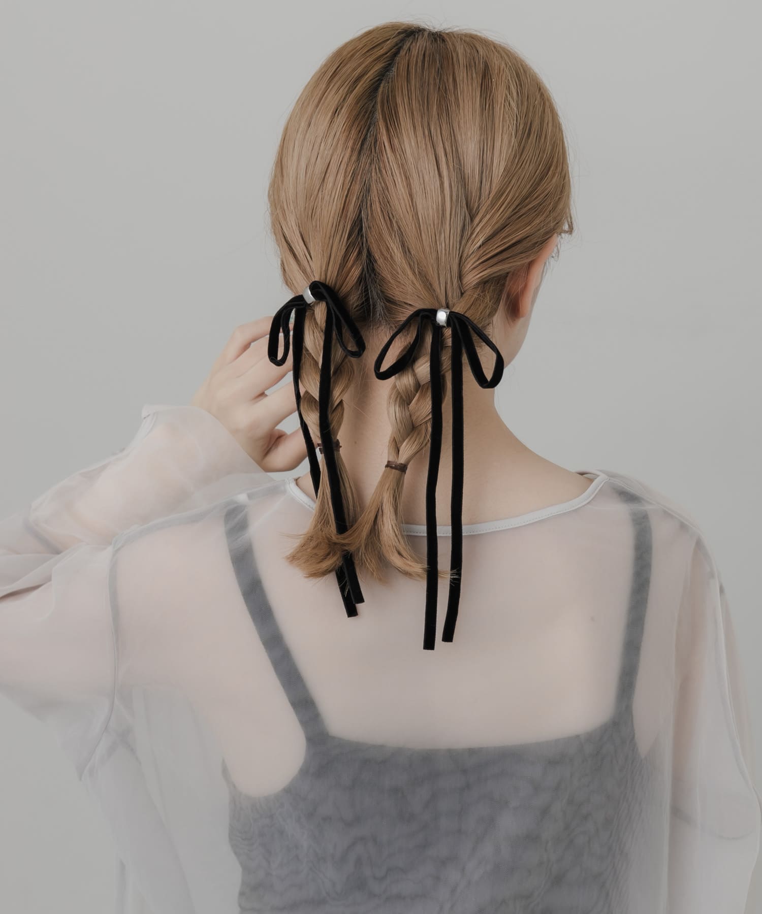 『WEB/一部店舗限定』ベロアリボン2セットヘアカフ BLK -