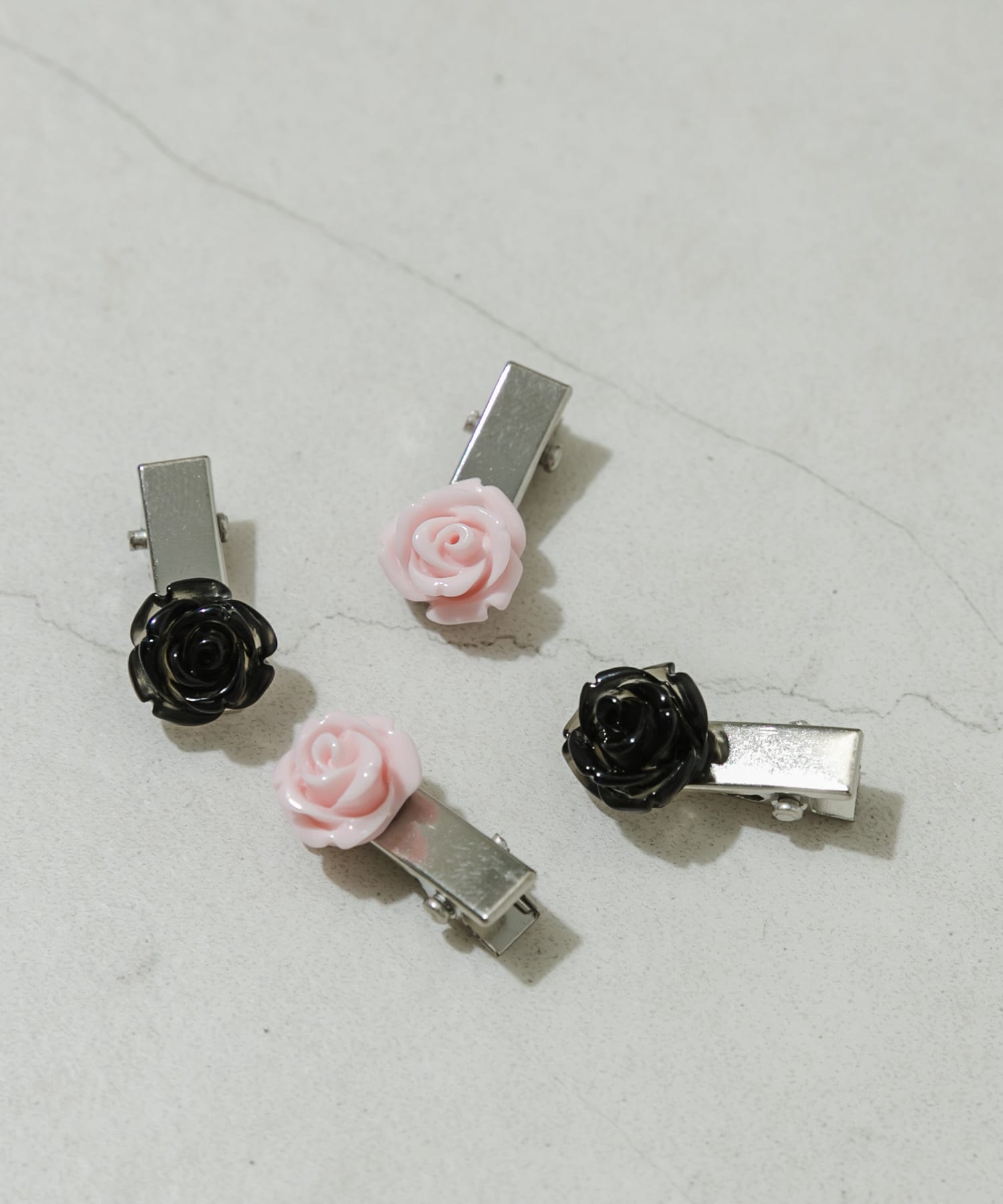 ローズモチーフミニ4セットピン BLK/PNK -