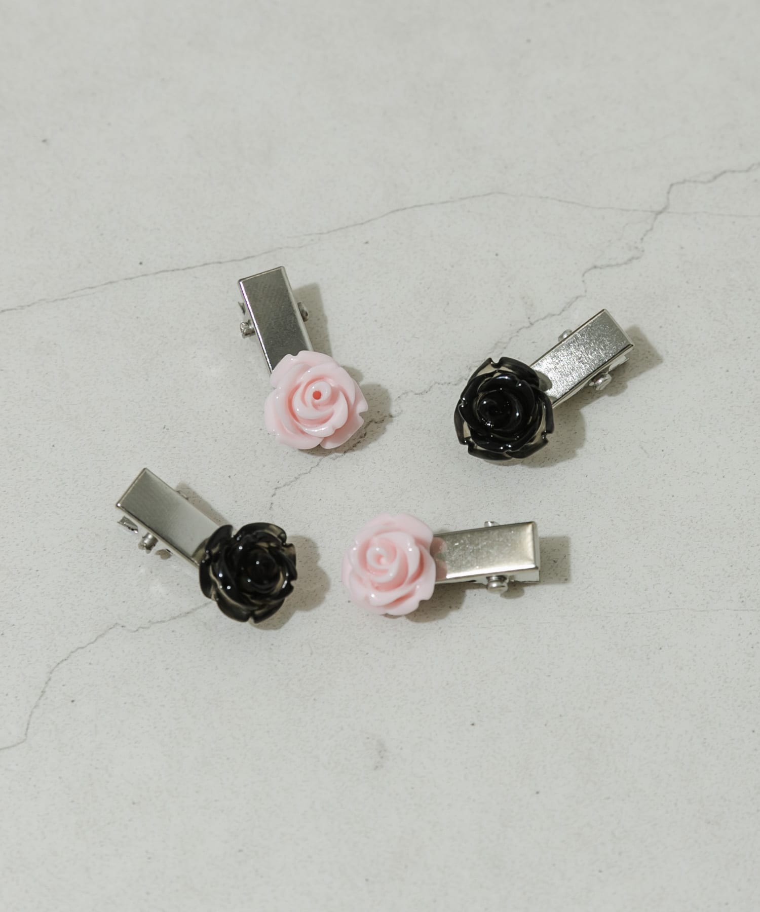ローズモチーフミニ4セットピン BLK/PNK -
