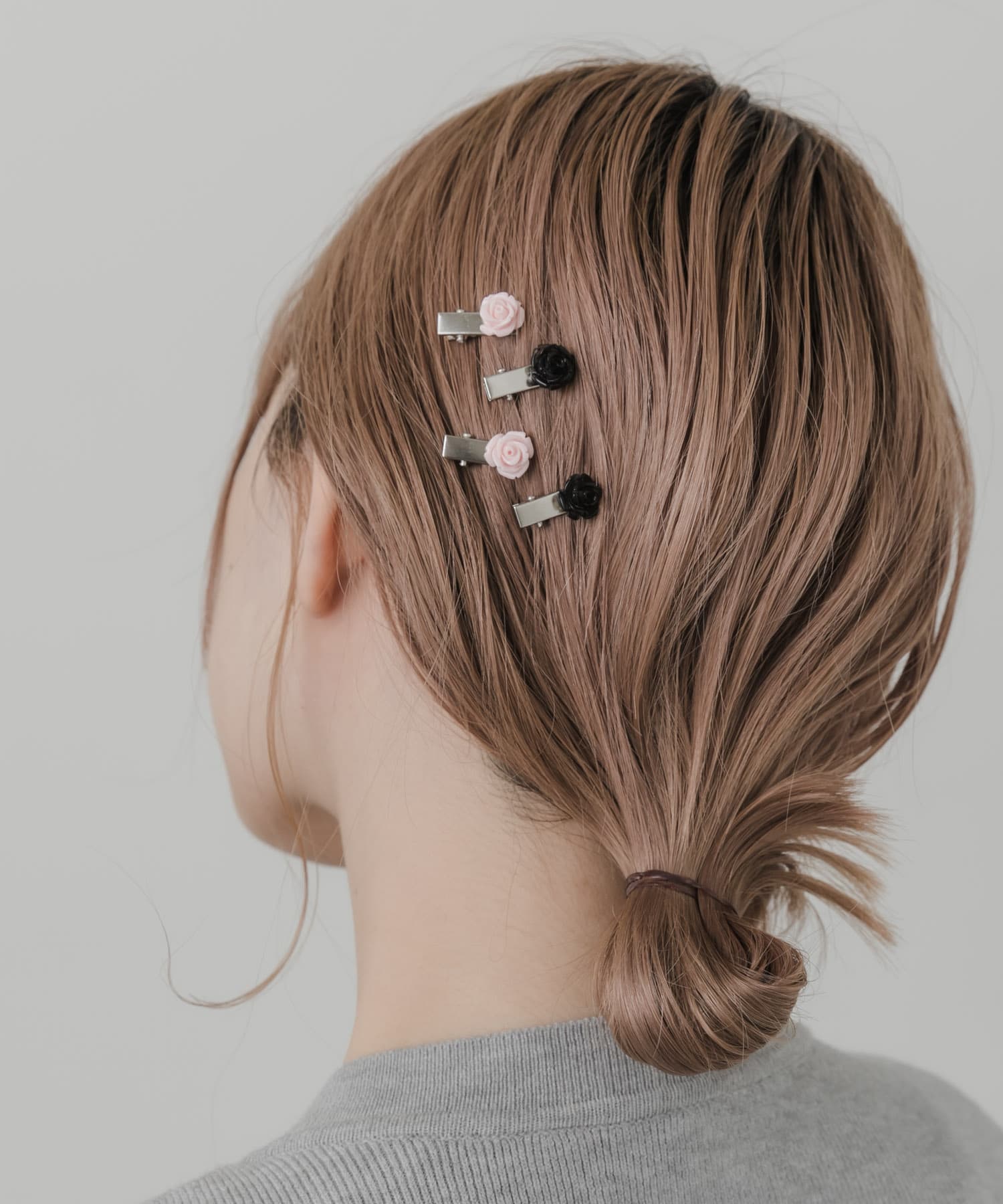 ローズモチーフミニ4セットピン BLK/PNK -