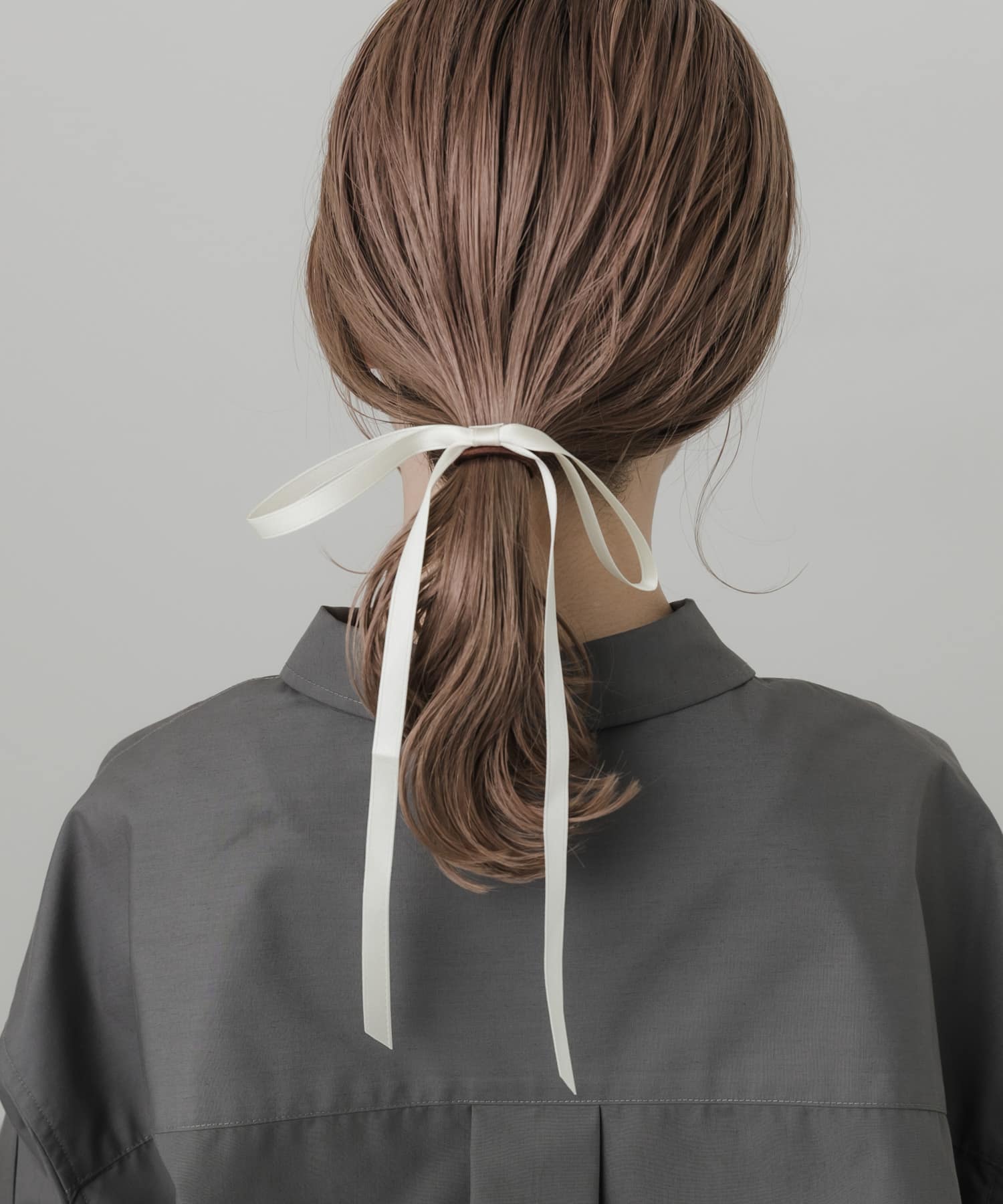 ロングサテンリボンヘアポニー IVO -