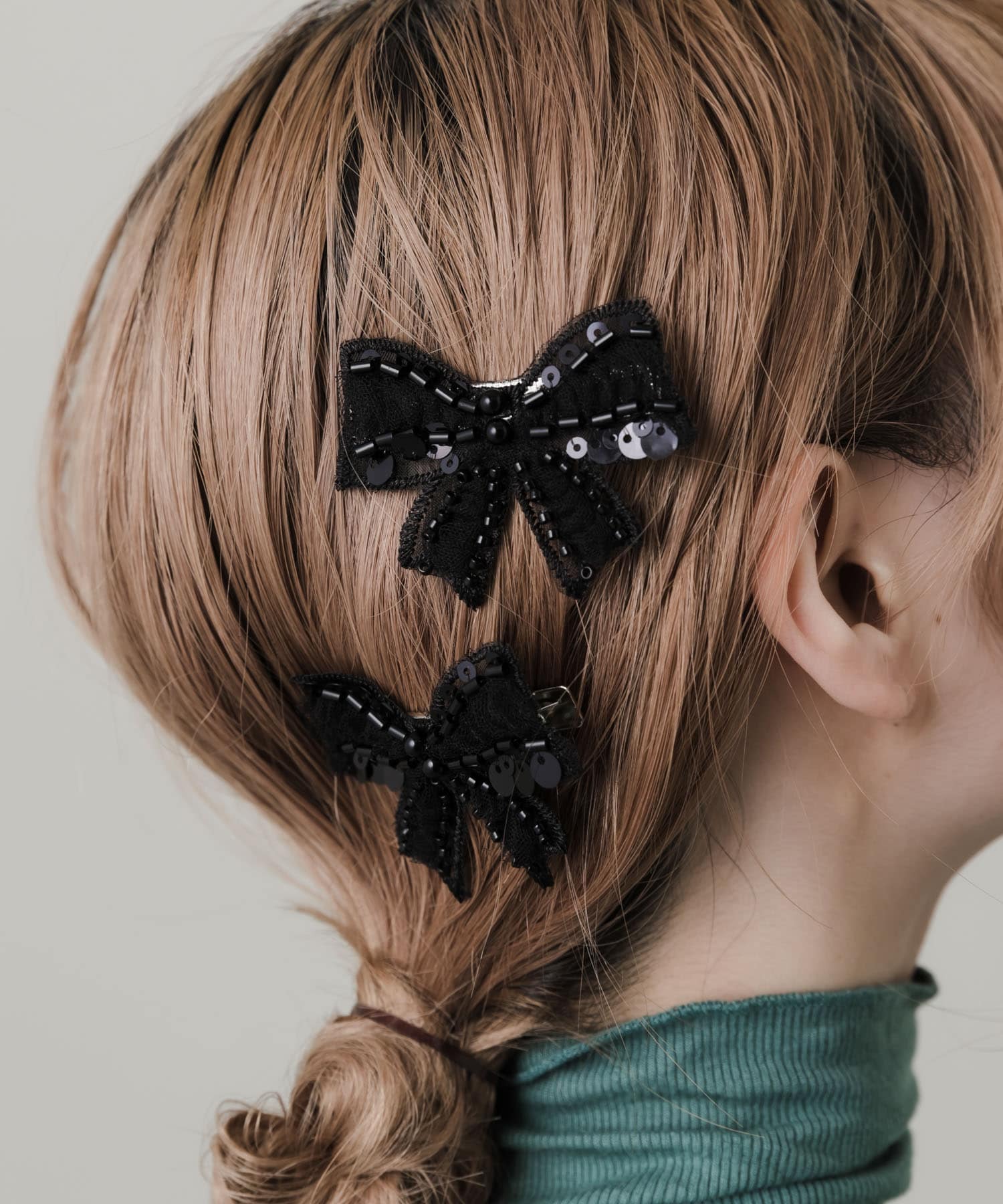 リボンモチーフ2セットピン BLK -