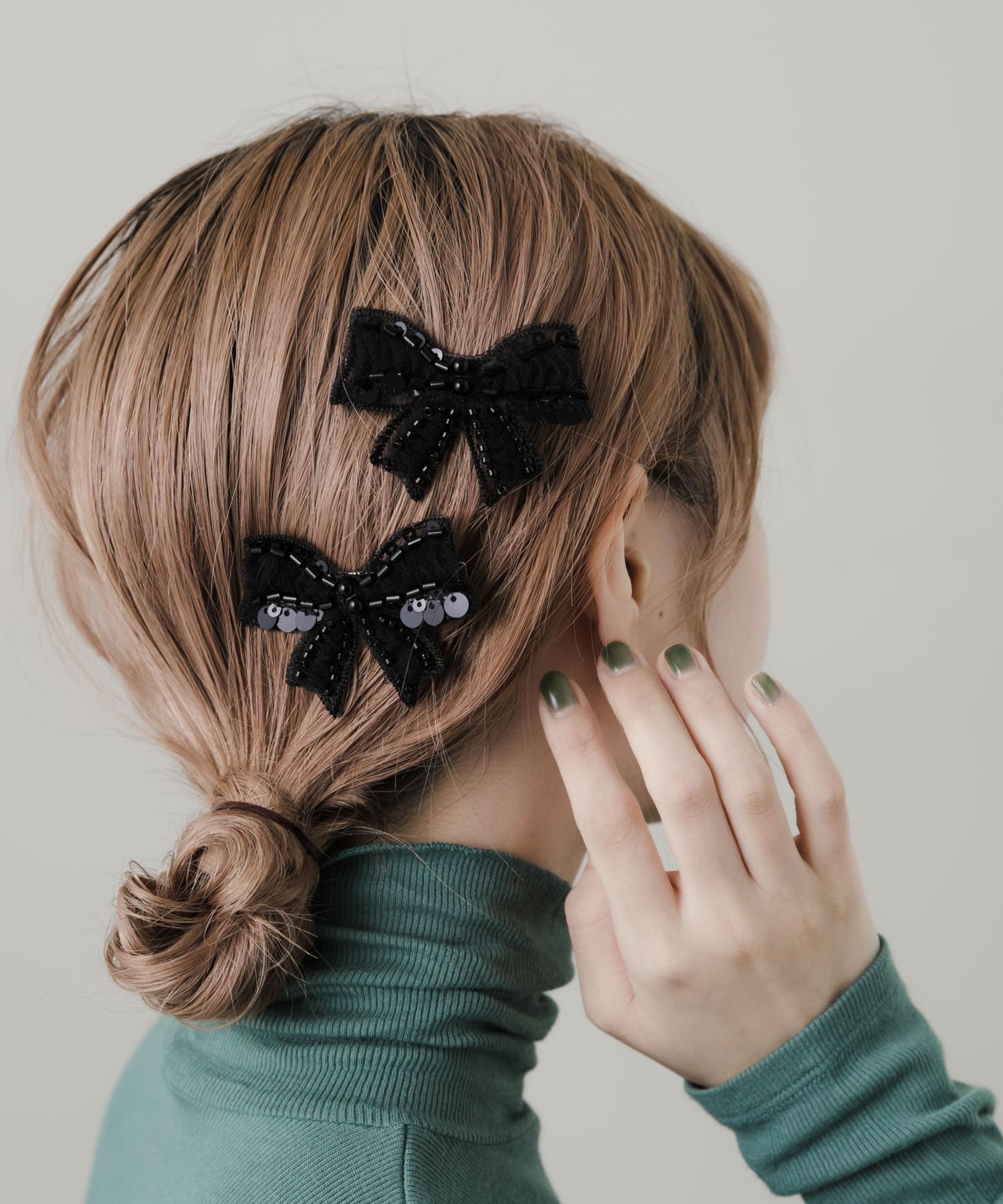 リボンモチーフ2セットピン BLK -