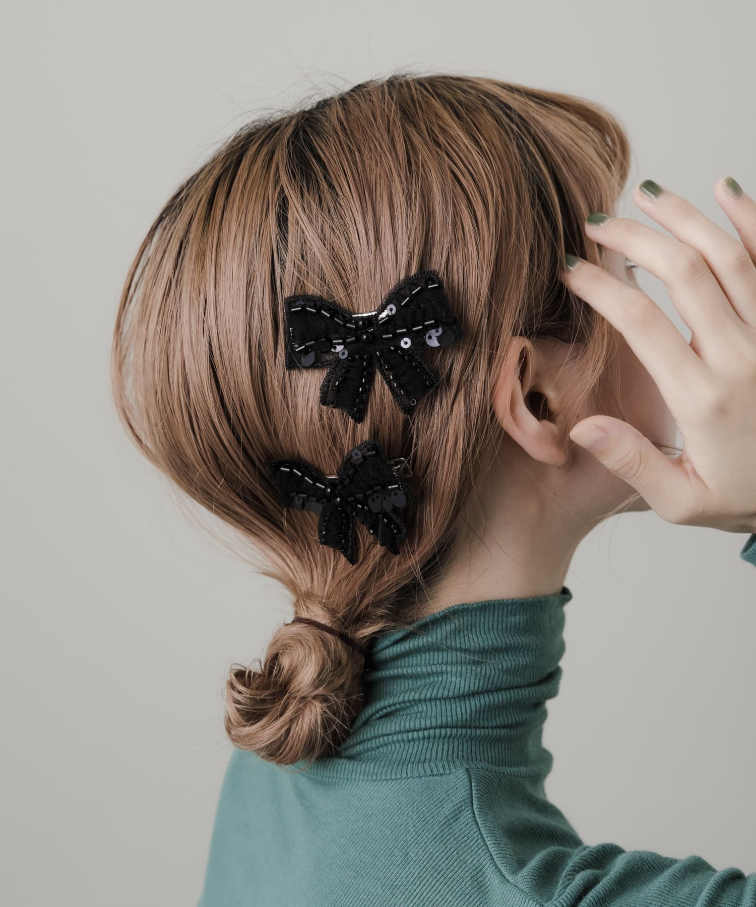 リボンモチーフ2セットピン BLK -