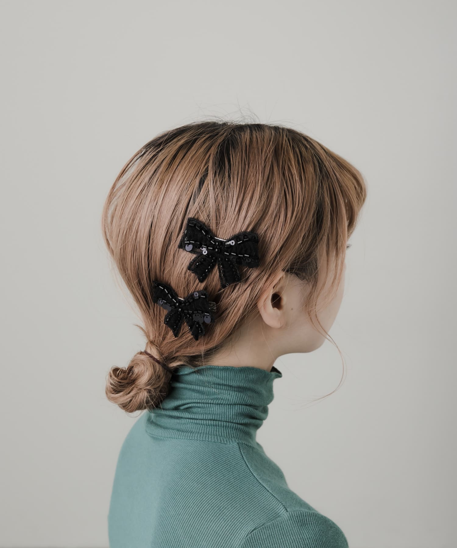 リボンモチーフ2セットピン BLK -