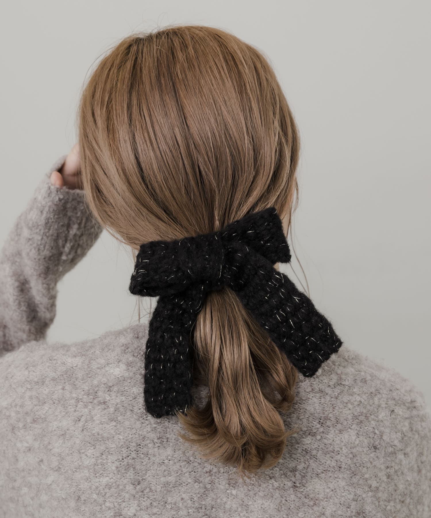 ニットビッグリボンヘアカフ BLK -