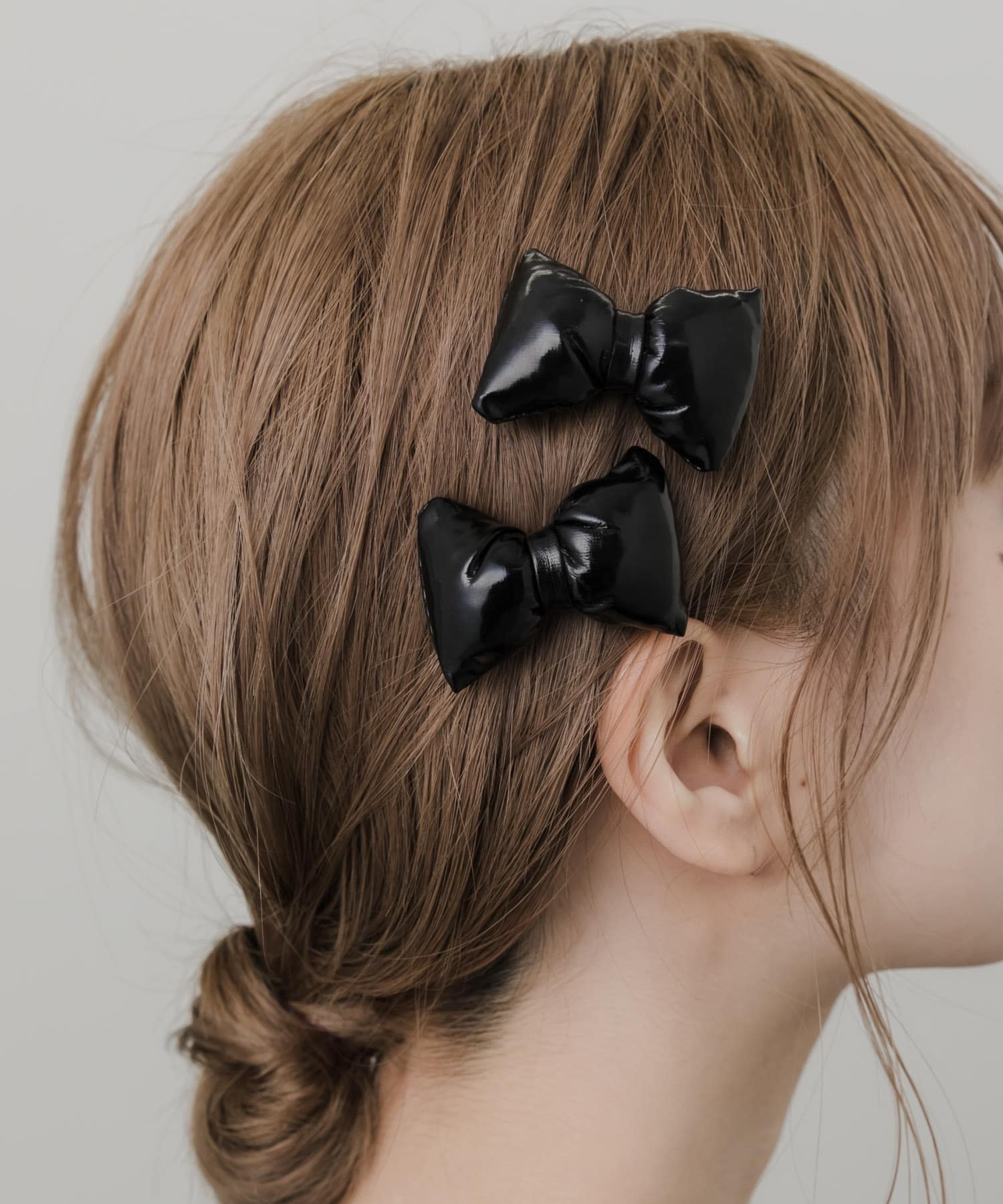 クッションリボン2セットヘアピン BLK -