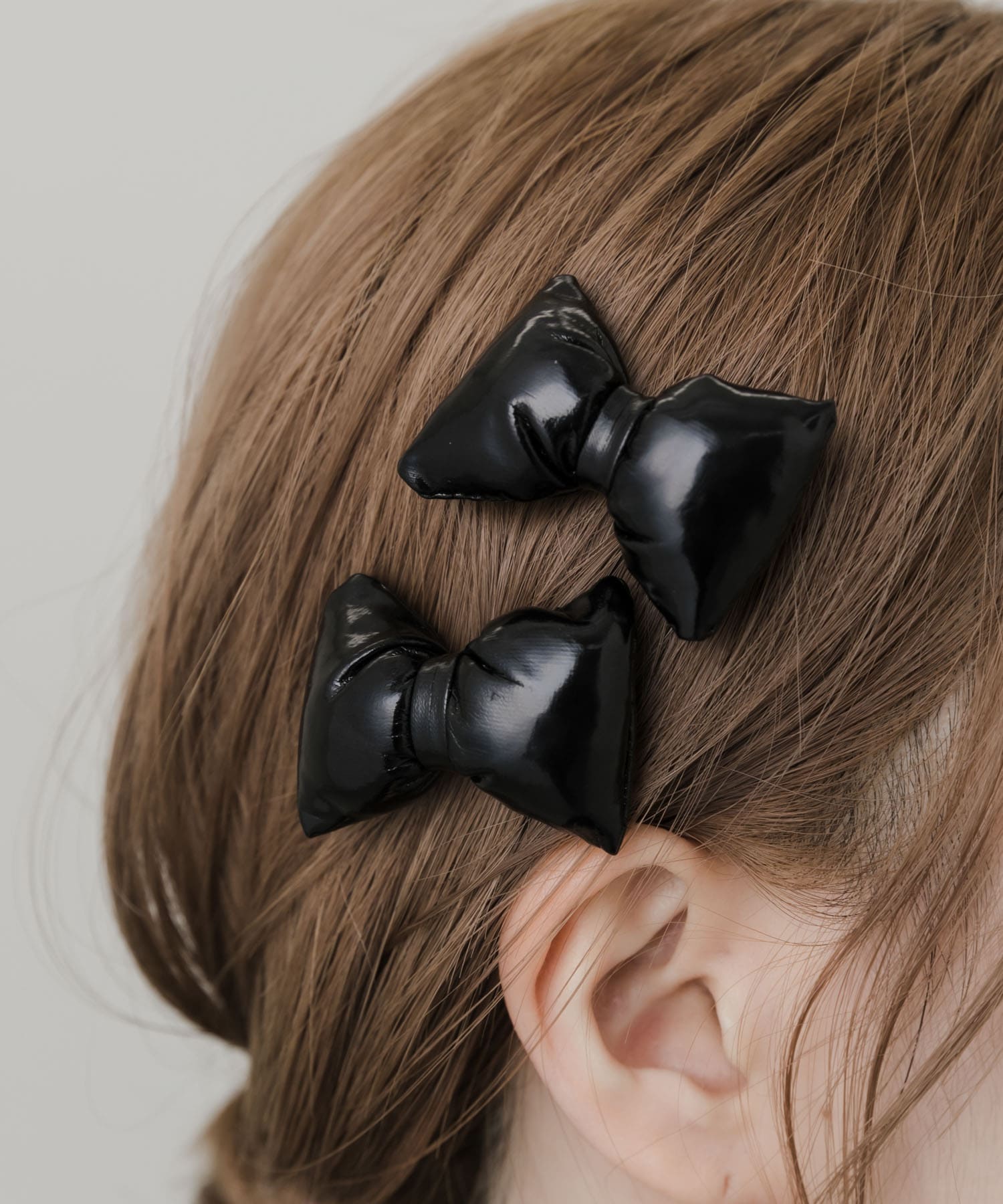 クッションリボン2セットヘアピン BLK -