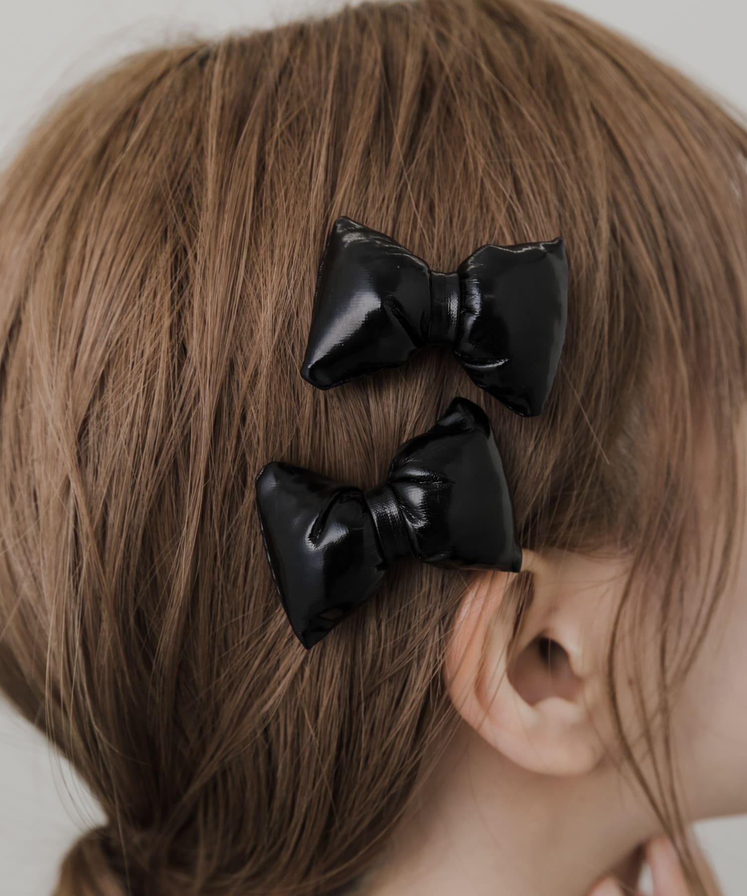 クッションリボン2セットヘアピン BLK -