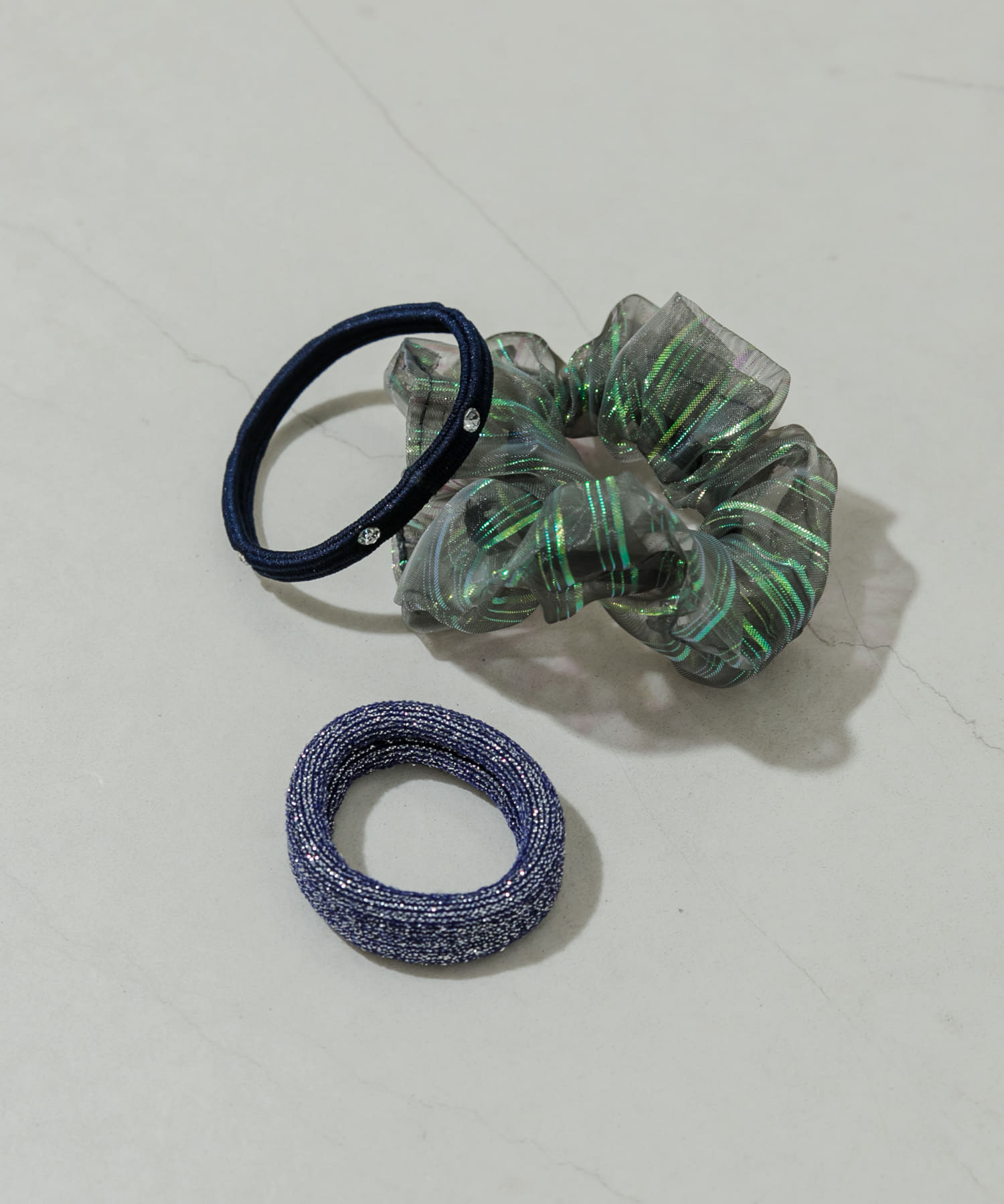 シアー3セットヘアゴム BLU -