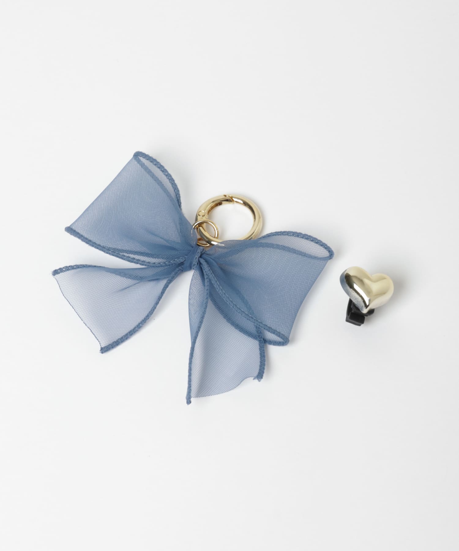 リボンハートアシメスニーカーチャーム BLU/GLD -