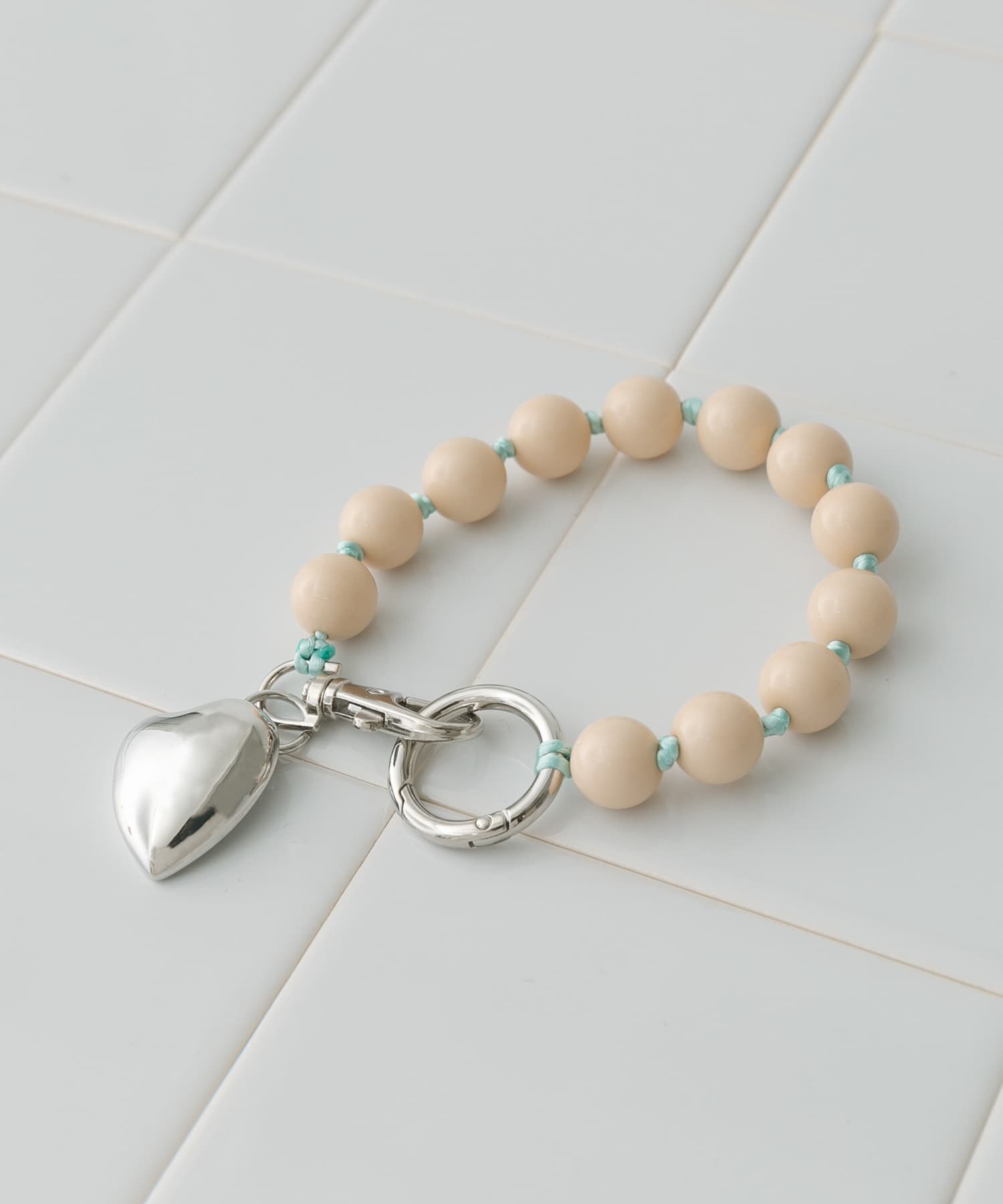 カラーボールミニミラーキーチェーン BEG -