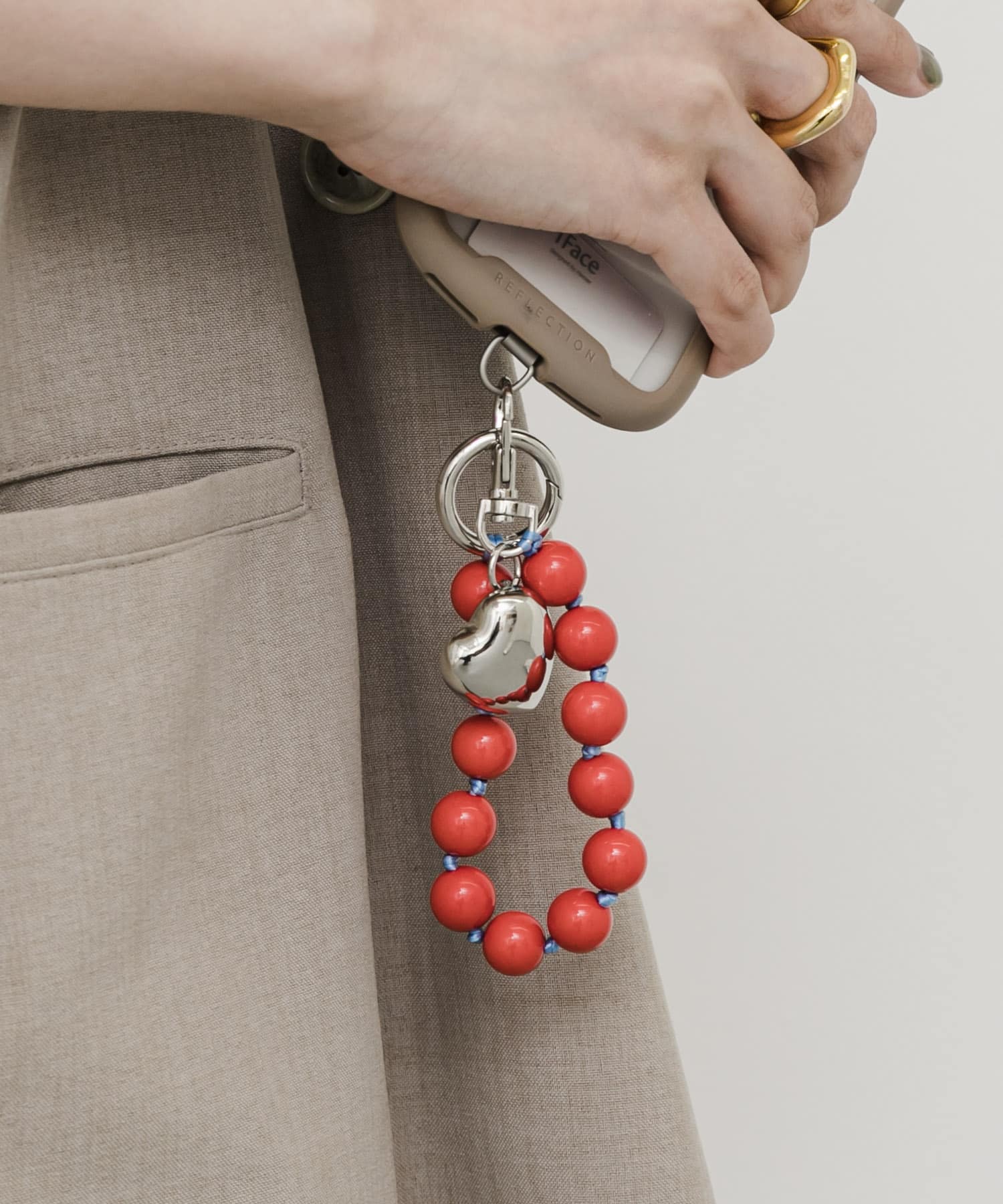 カラーボールミニミラーキーチェーン RED -