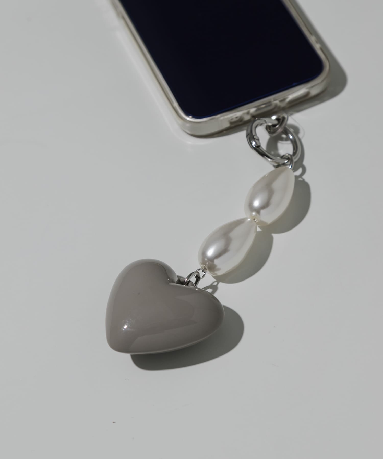 プランプハートパールキーチェーン GRY -