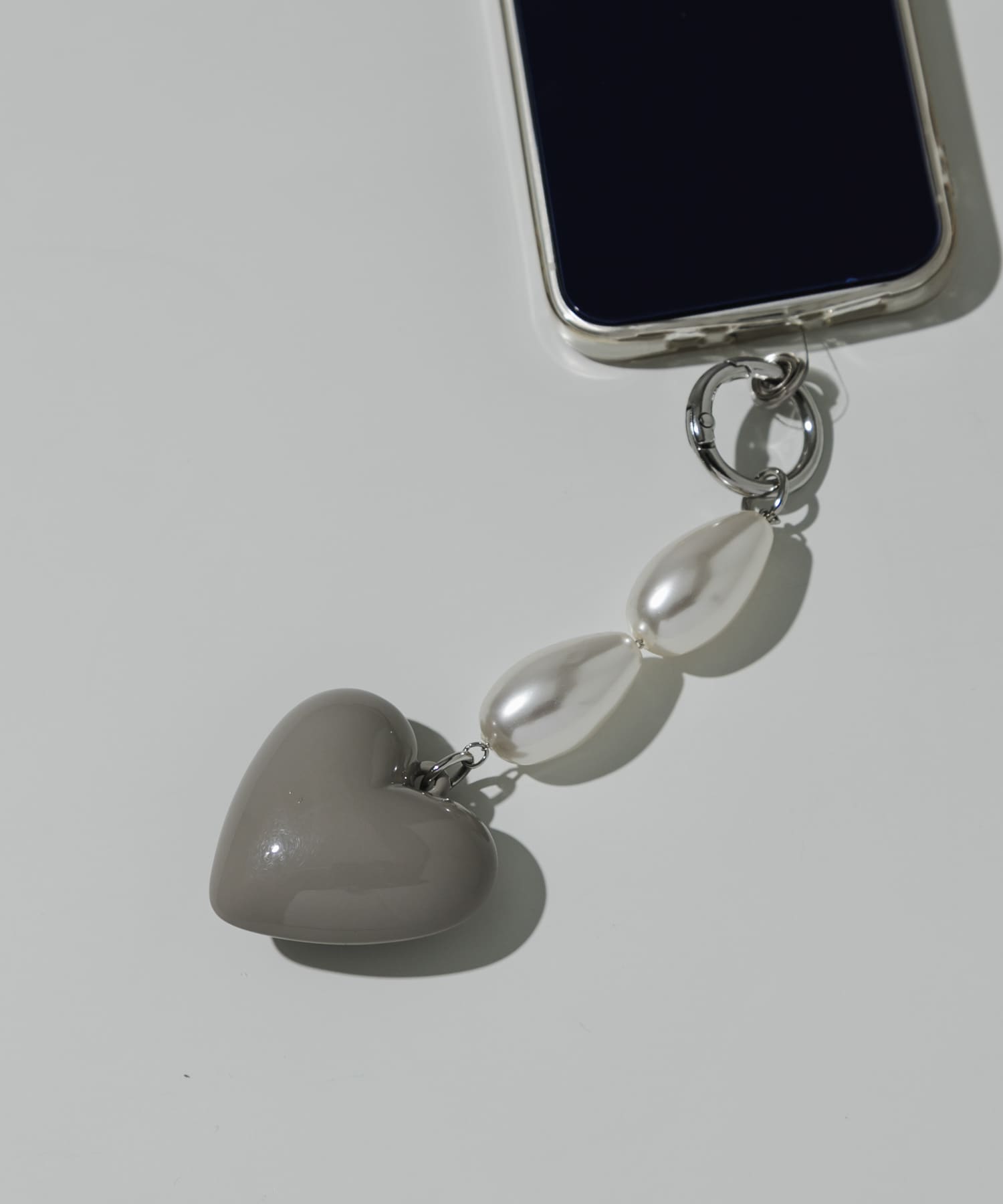 プランプハートパールキーチェーン GRY -