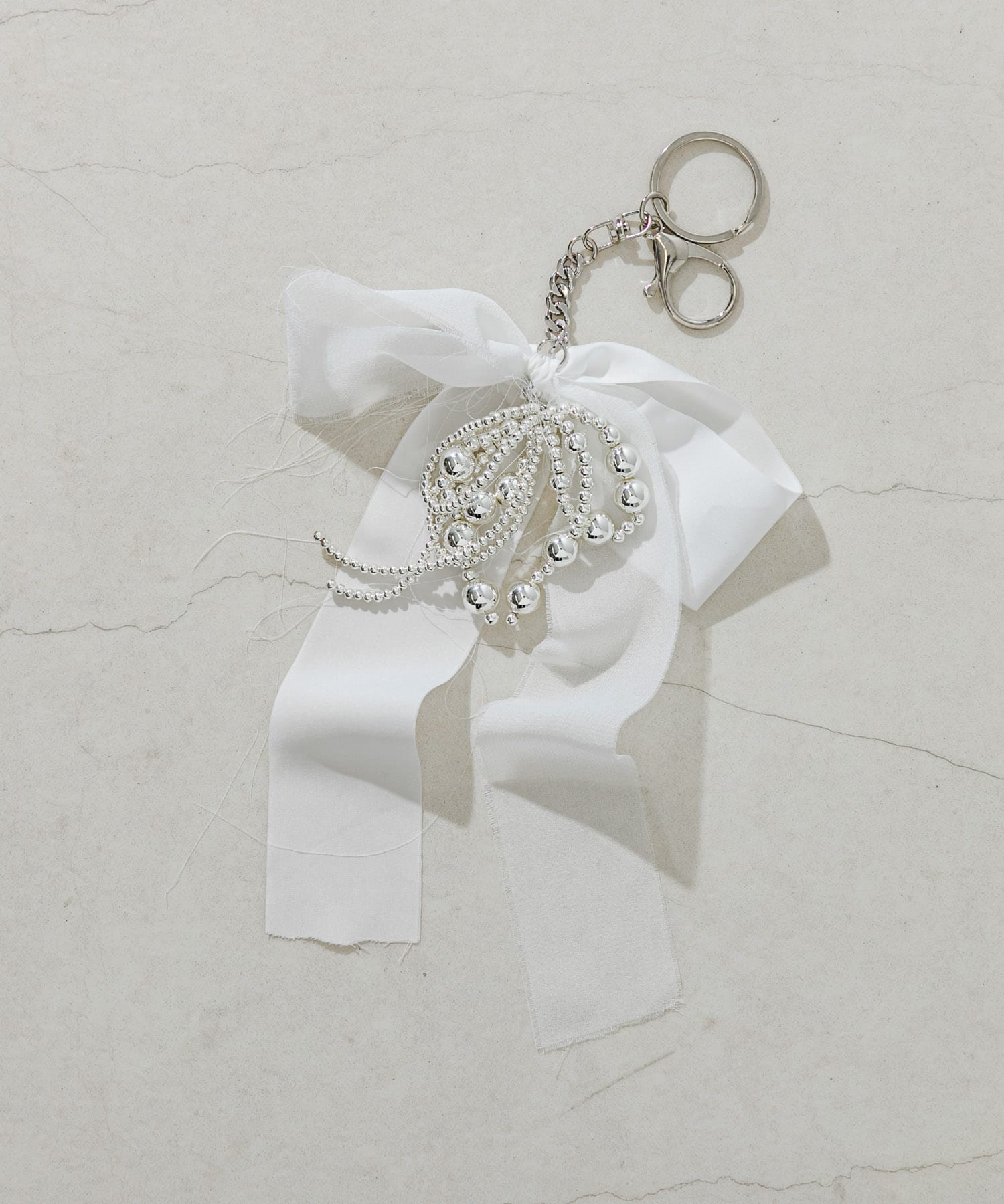 メタルリボンコンビキーチェーン WHT/SLV -