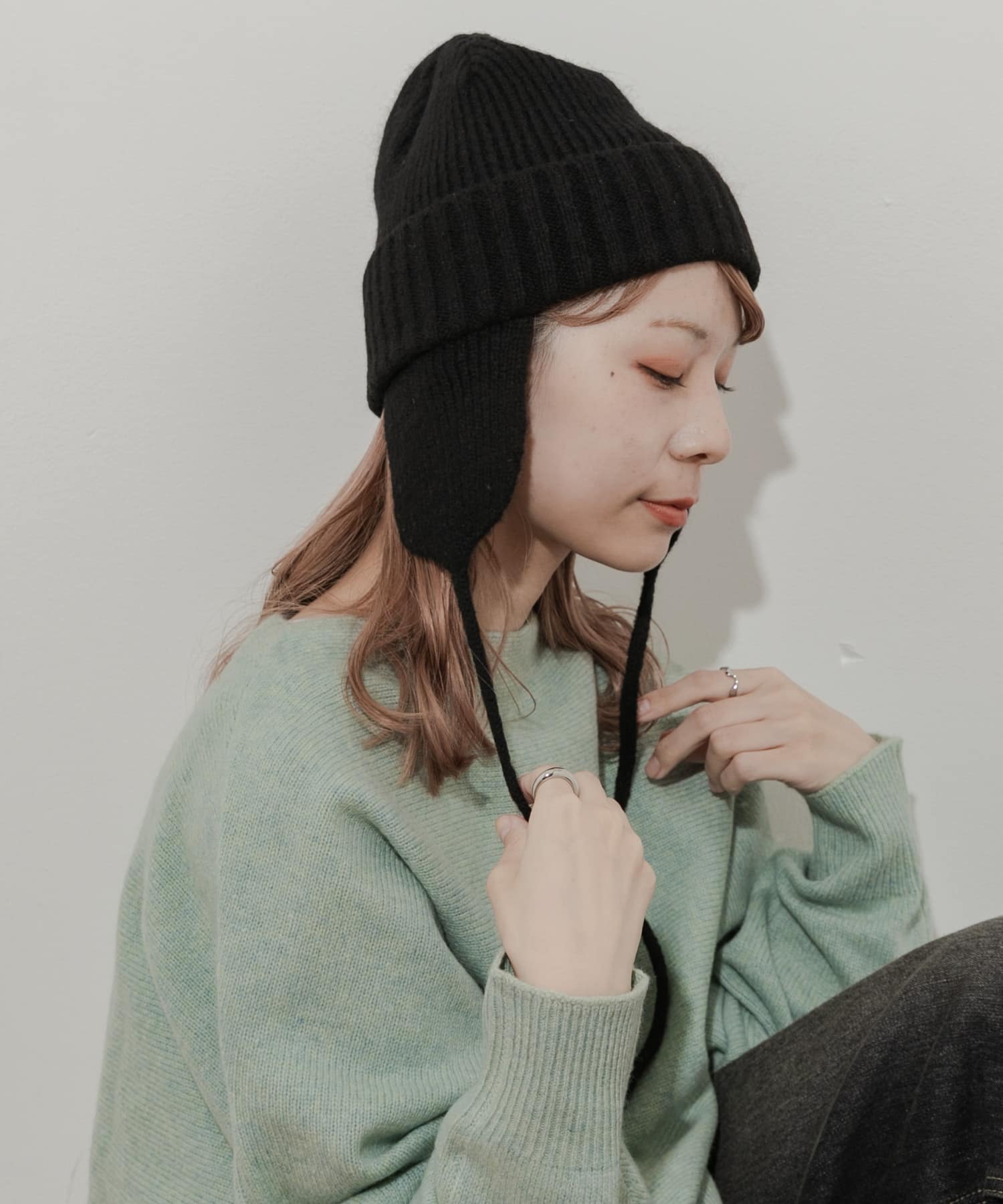 イヤーニットキャップ BLK -