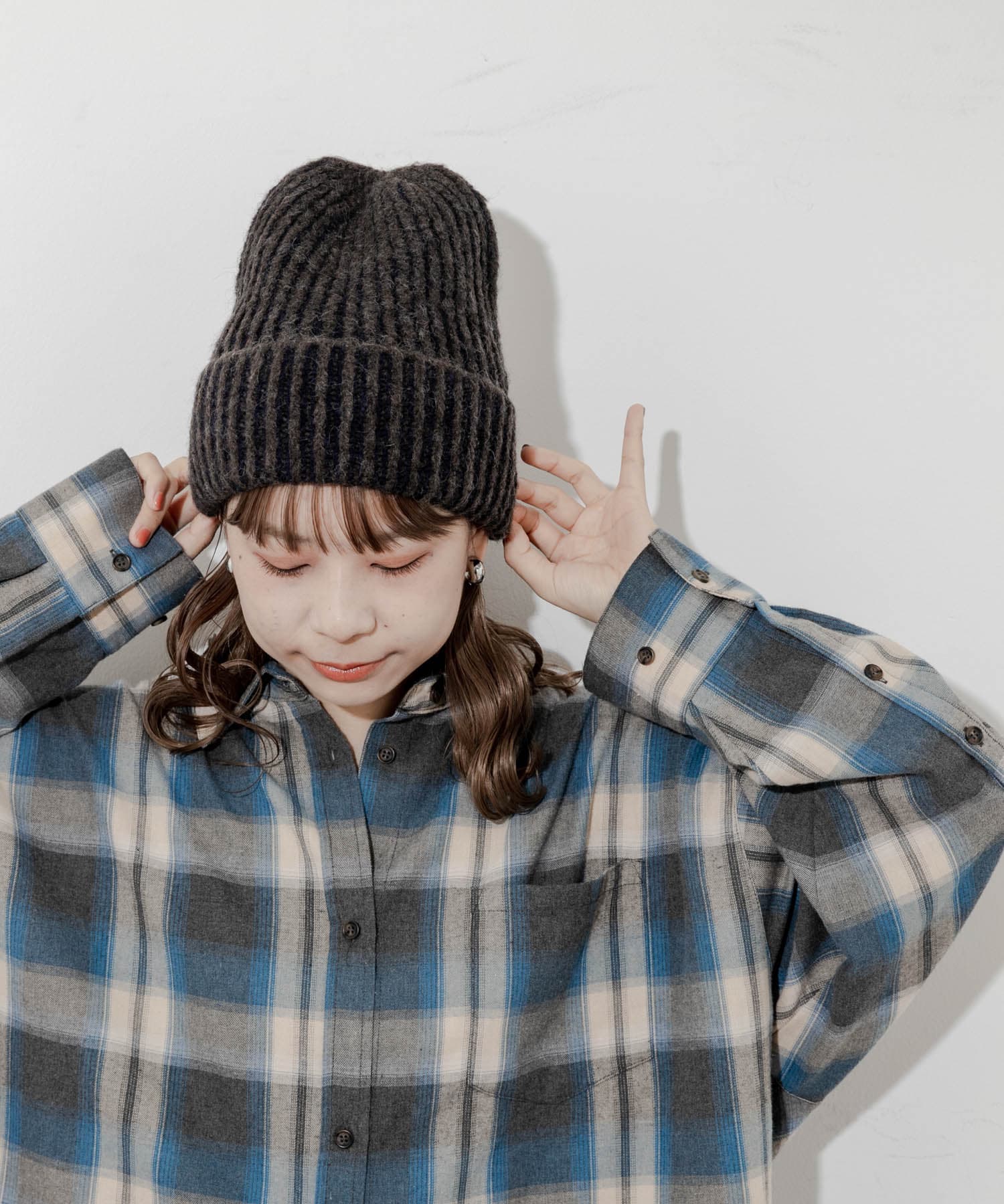 ミックスリブニットキャップ BRN -